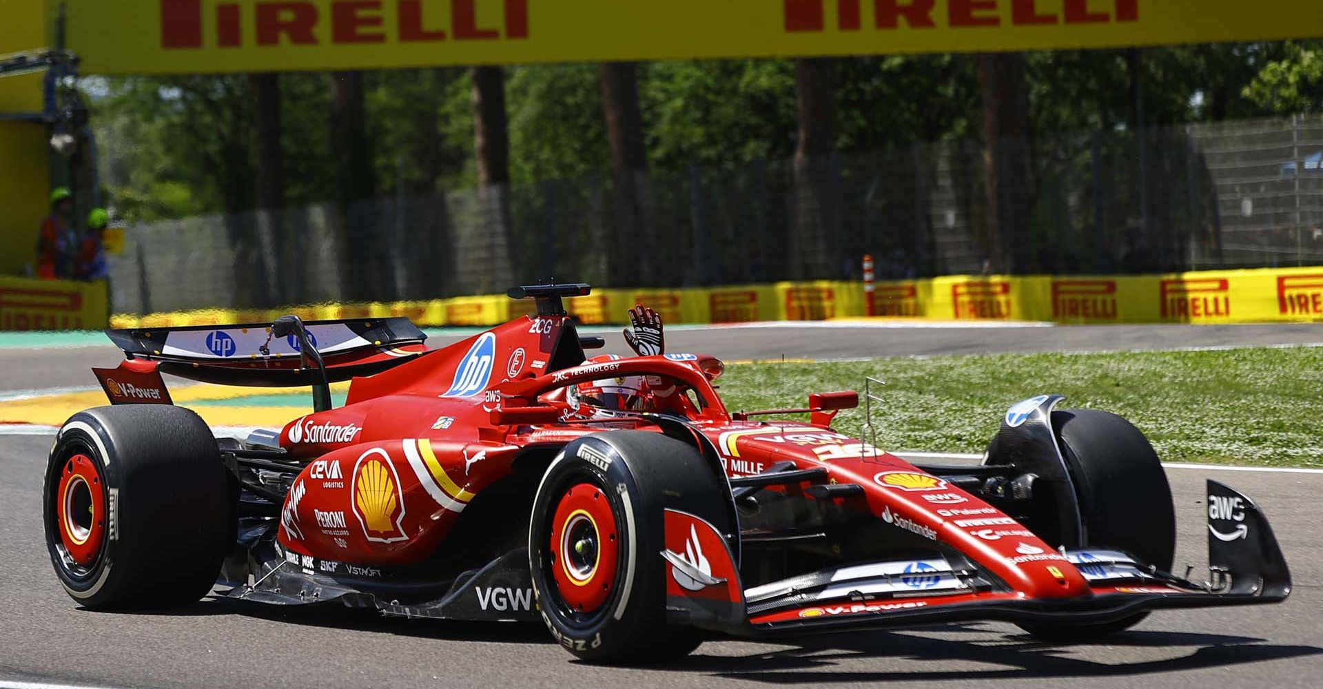 AUTODROMO INTERNAZIONALE ENZO E DINO FERRARI, ITALY - MAY 17: Charles Leclerc, Ferrari SF-24 during the Emilia Romagna GP at Autodromo Internazionale Enzo e Dino Ferrari on Friday May 17, 2024 in imola, Italy. (Photo by Andy Hone / LAT Images)