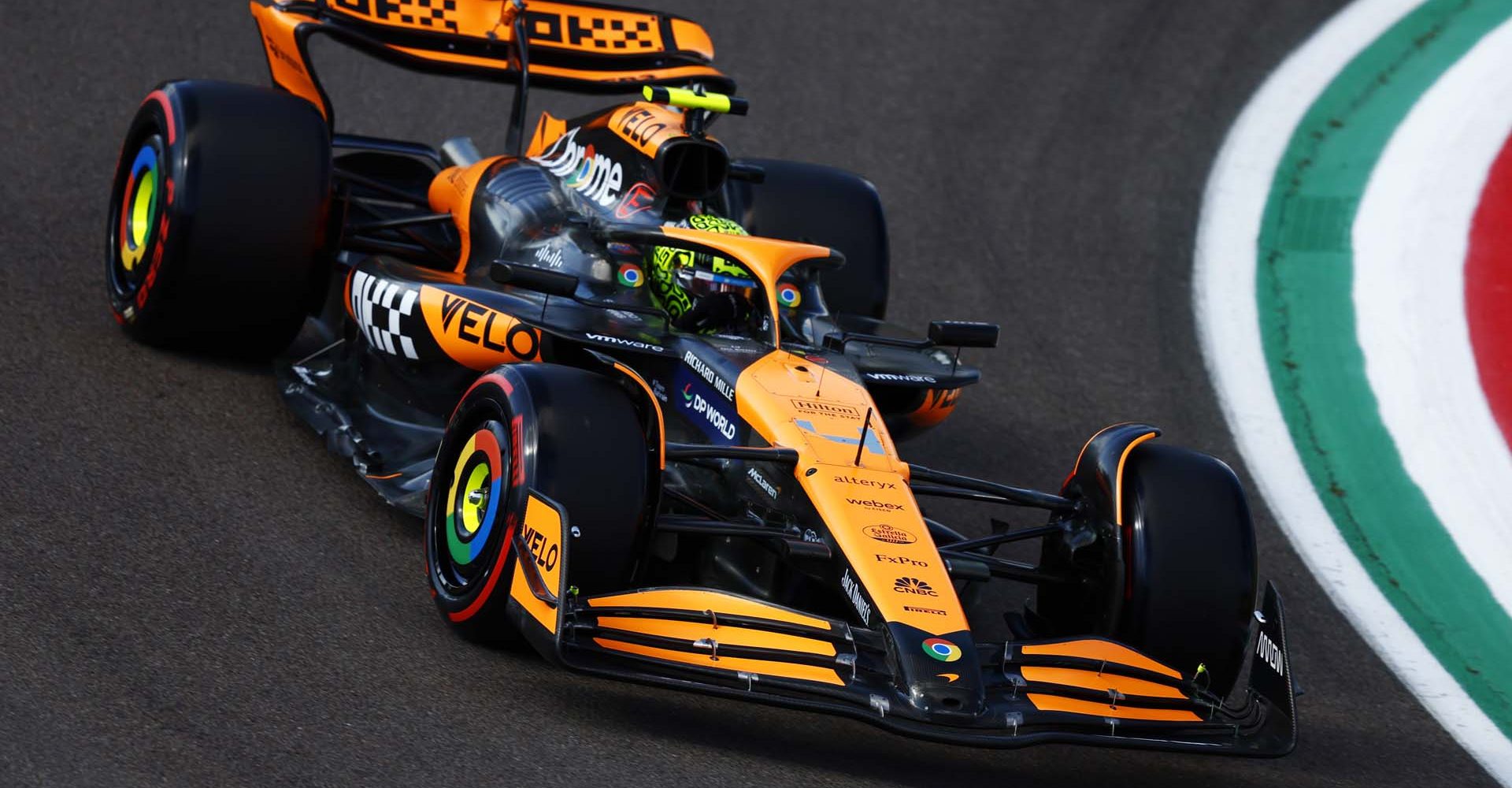 AUTODROMO INTERNAZIONALE ENZO E DINO FERRARI, ITALY - MAY 17: Lando Norris, McLaren MCL38 during the Emilia Romagna GP at Autodromo Internazionale Enzo e Dino Ferrari on Friday May 17, 2024 in imola, Italy. (Photo by Zak Mauger / LAT Images)