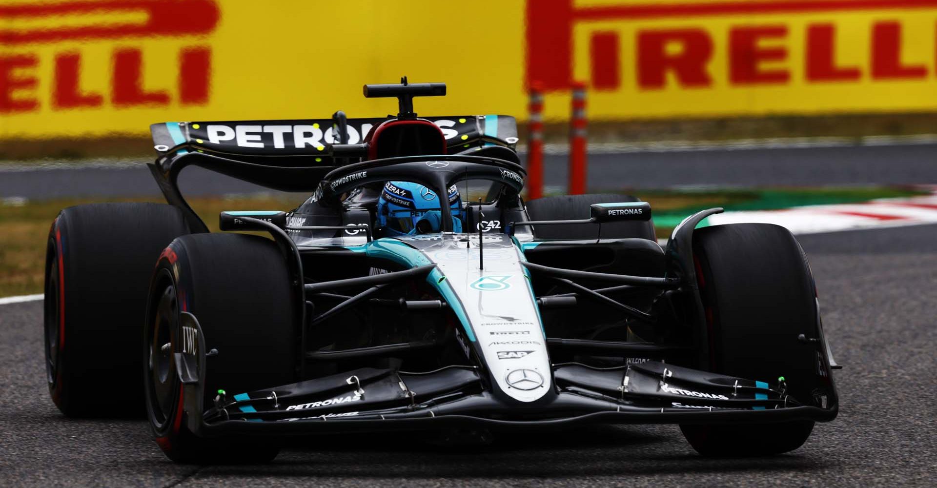 SUZUKA, JAPAN - APRIL 05: George Russell, Mercedes F1 W15 during the Japanese GP at Suzuka on Friday April 05, 2024 in Suzuka, Japan. (Photo by Zak Mauger / LAT Images)