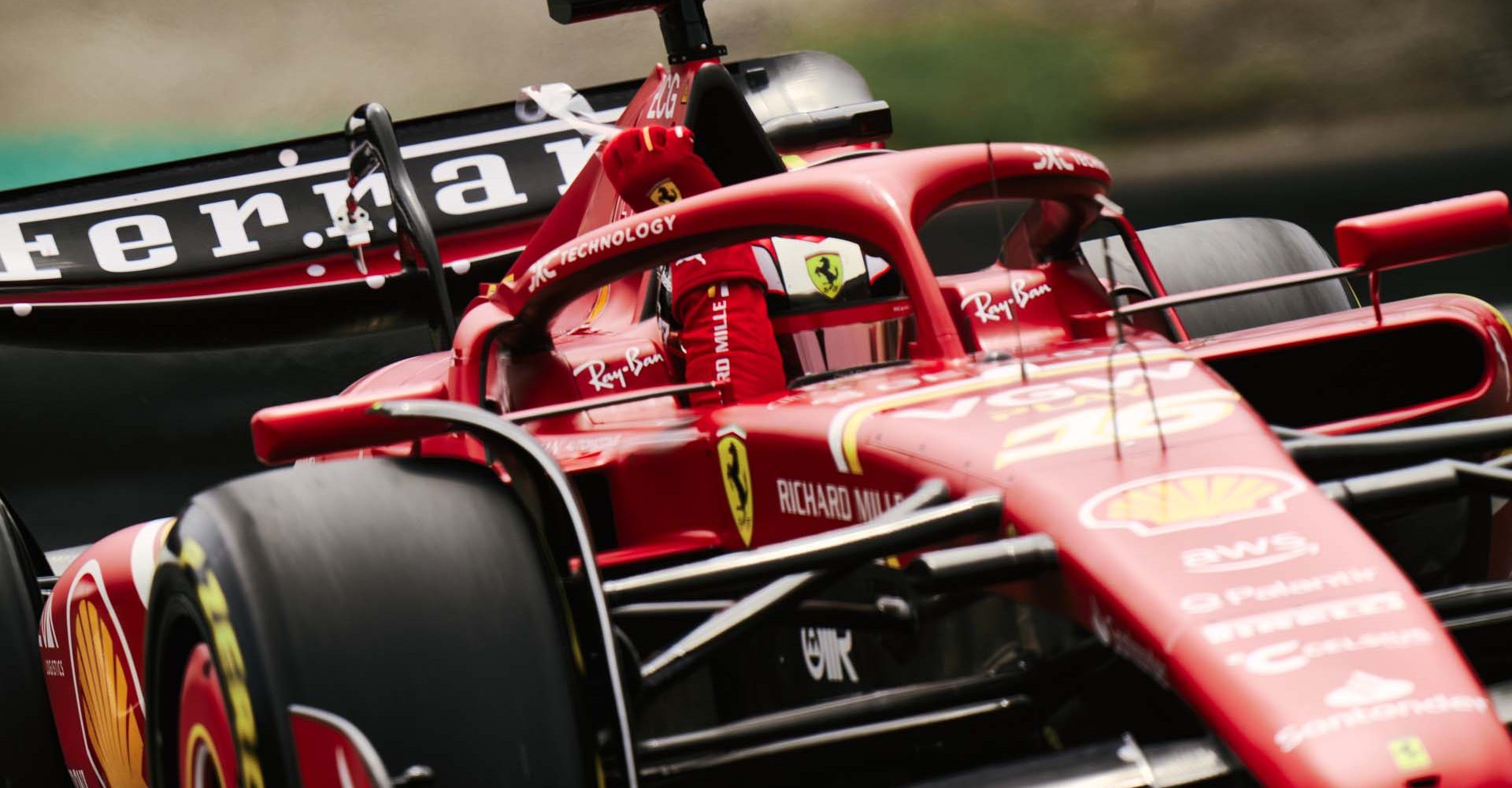 Charles Leclerc, helmet visor tear off