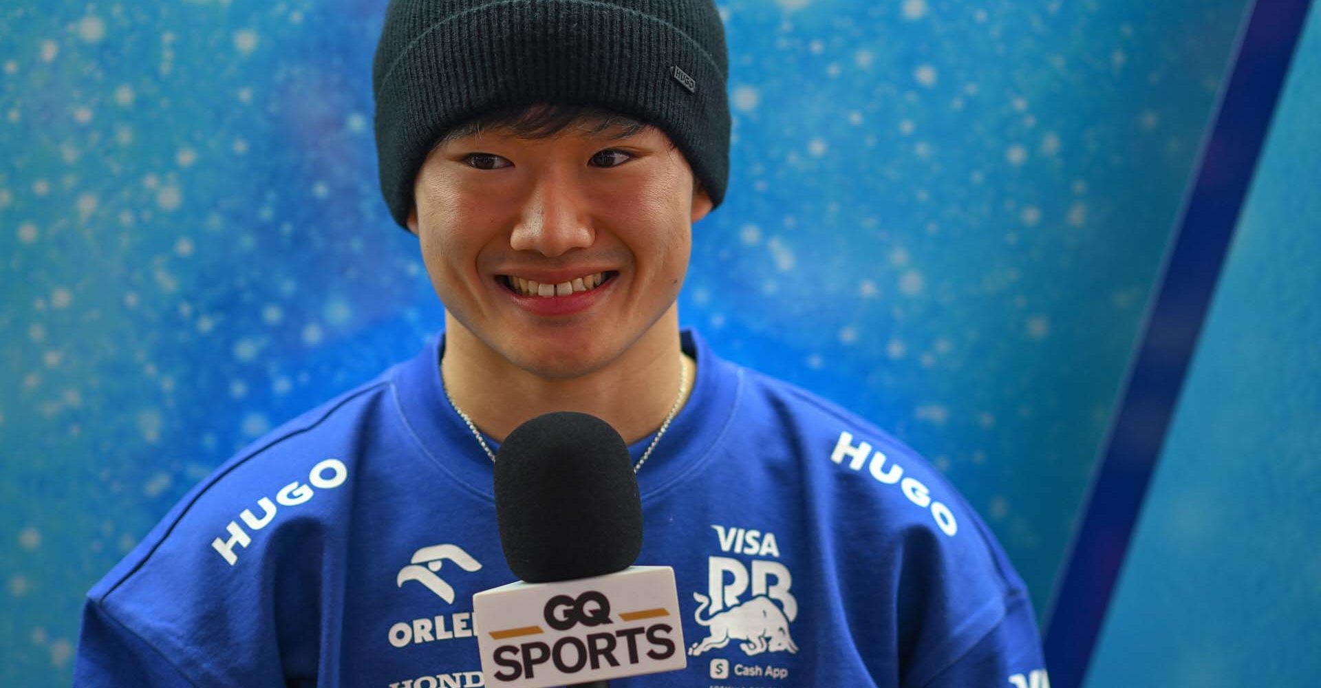 LAS VEGAS, NEVADA - NOVEMBER 20: Yuki Tsunoda of Japan and Visa Cash App RB talks to the media in the Paddock during previews ahead of the F1 Grand Prix of Las Vegas at Las Vegas Strip Circuit on November 20, 2024 in Las Vegas, Nevada. (Photo by Rudy Carezzevoli/Getty Images) // Getty Images / Red Bull Content Pool // SI202411210020 // Usage for editorial use only //