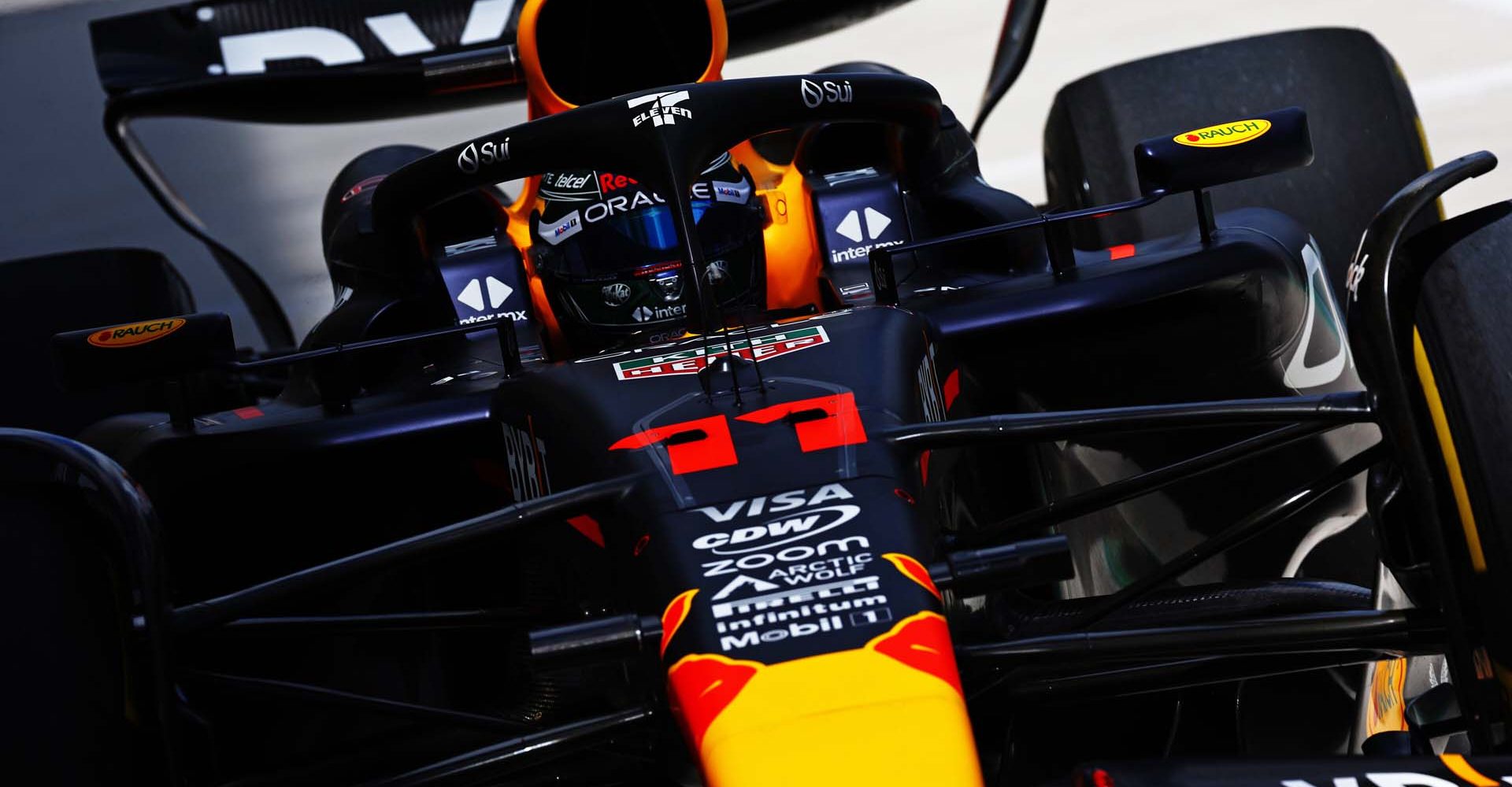 MIAMI, FLORIDA - MAY 03: Sergio Perez of Mexico driving the (11) Oracle Red Bull Racing RB20 in the Pitlane during practice ahead of the F1 Grand Prix of Miami at Miami International Autodrome on May 03, 2024 in Miami, Florida. (Photo by Mark Thompson/Getty Images) // Getty Images / Red Bull Content Pool // SI202405030679 // Usage for editorial use only //