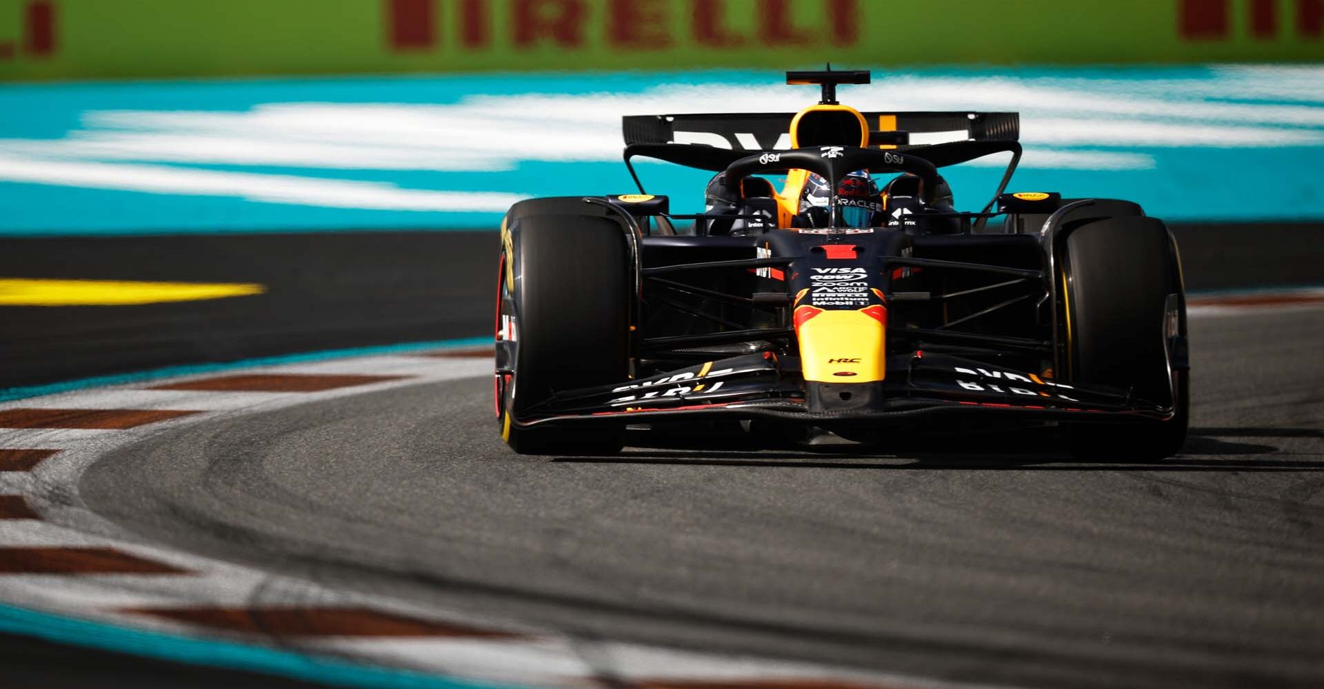 MIAMI, FLORIDA - MAY 03: Max Verstappen of the Netherlands driving the (1) Oracle Red Bull Racing RB20 on track during Sprint Qualifying ahead of the F1 Grand Prix of Miami at Miami International Autodrome on May 03, 2024 in Miami, Florida. (Photo by Chris Graythen/Getty Images) // Getty Images / Red Bull Content Pool // SI202405030742 // Usage for editorial use only //