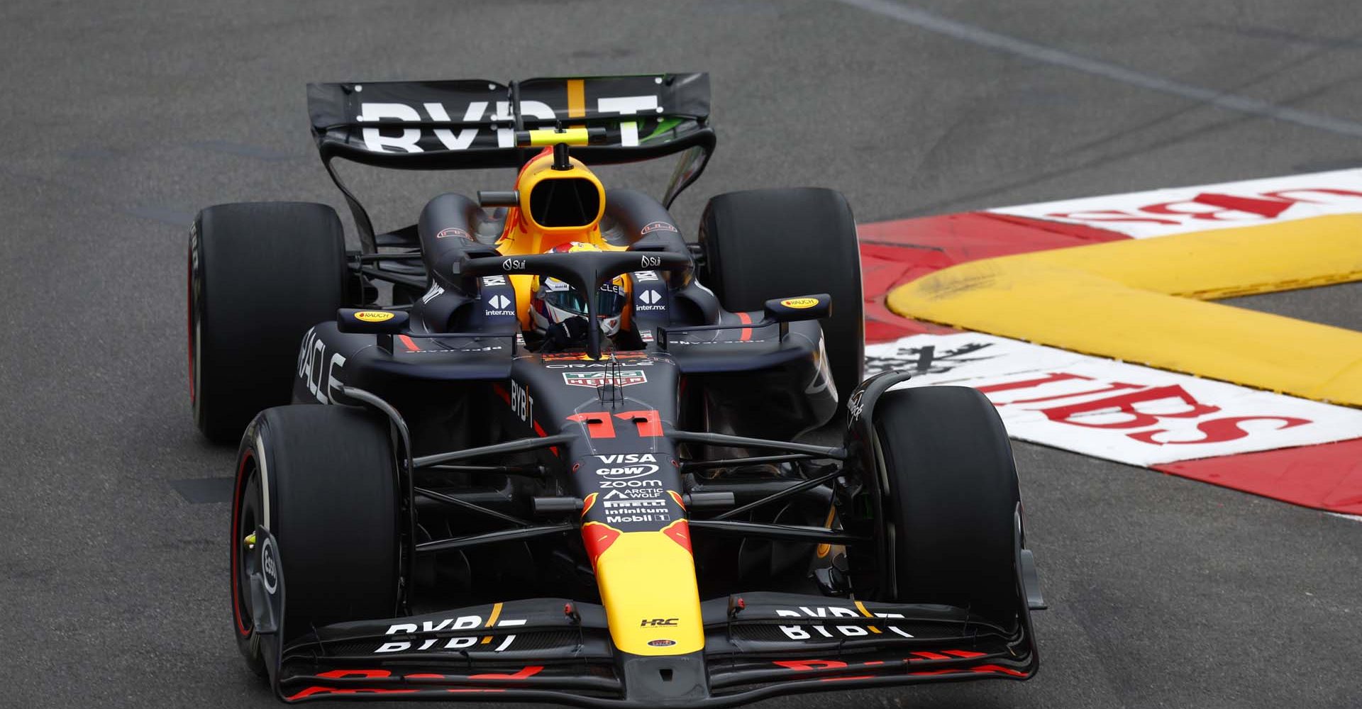 CIRCUIT DE MONACO, MONACO - MAY 24: Sergio Perez, Red Bull Racing RB20 during the Monaco GP at Circuit de Monaco on Friday May 24, 2024 in Monte Carlo, Monaco. (Photo by Sam Bloxham / LAT Images)