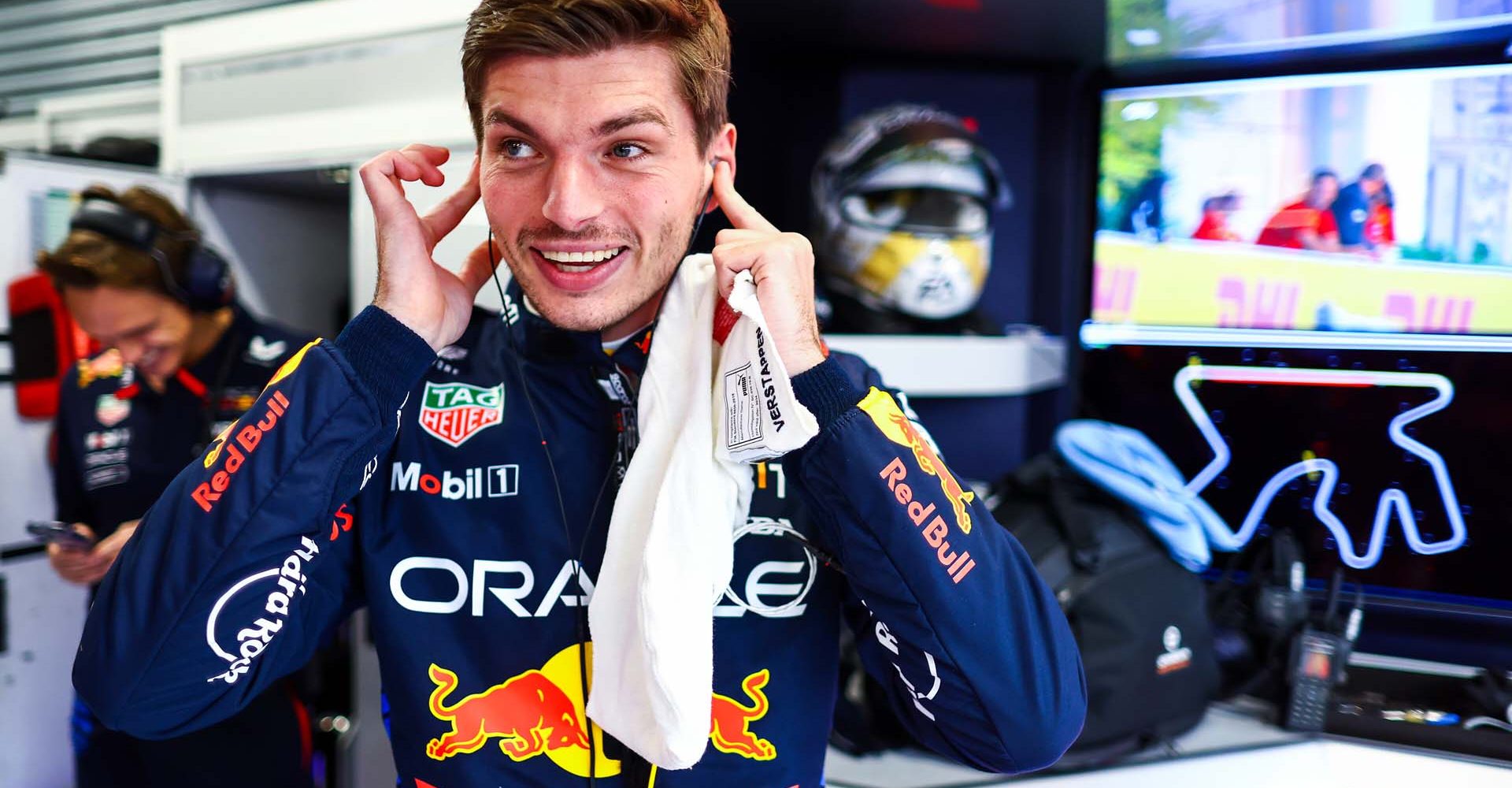 LUSAIL CITY, QATAR - NOVEMBER 29: Max Verstappen of the Netherlands and Oracle Red Bull Racing prepares to drive in the garage prior to practice ahead of the F1 Grand Prix of Qatar at Lusail International Circuit on November 29, 2024 in Lusail City, Qatar. (Photo by Mark Thompson/Getty Images) // Getty Images / Red Bull Content Pool // SI202411291212 // Usage for editorial use only //