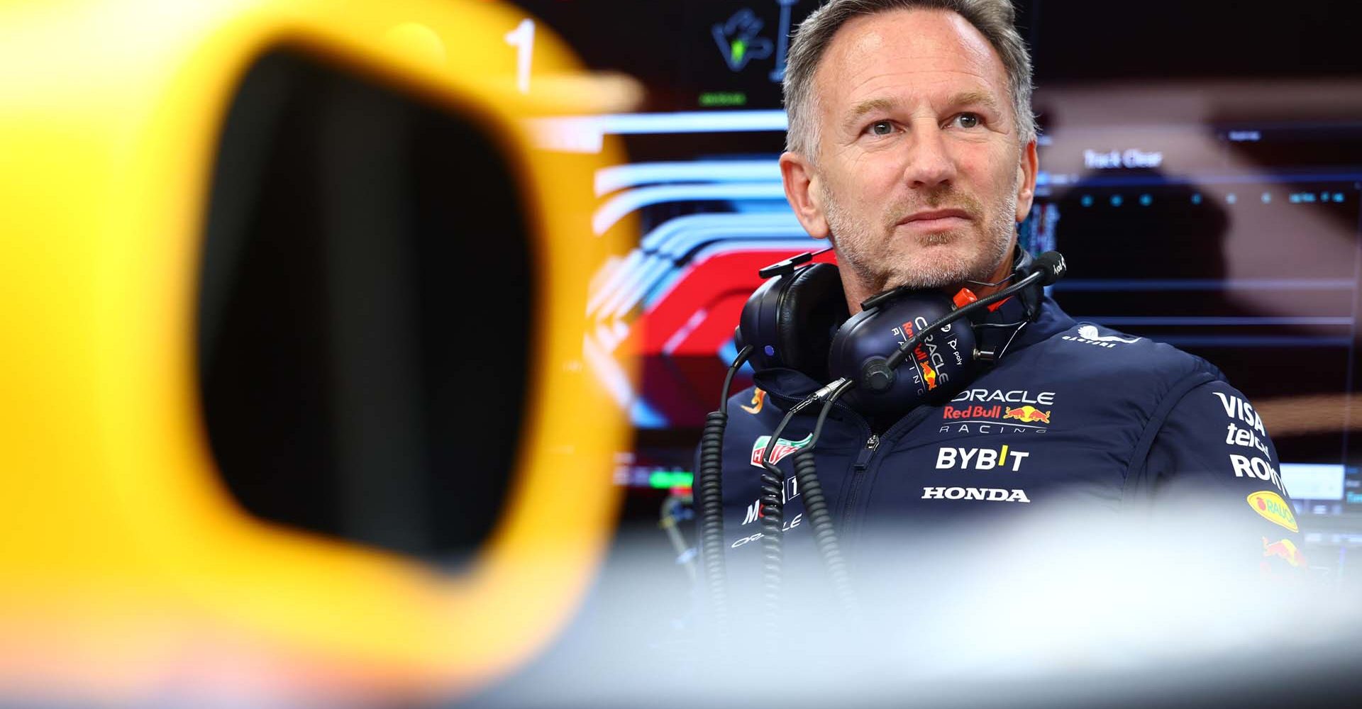 LUSAIL CITY, QATAR - NOVEMBER 30: Oracle Red Bull Racing Team Principal Christian Horner looks on in the garage prior to qualifying ahead of the F1 Grand Prix of Qatar at Lusail International Circuit on November 30, 2024 in Lusail City, Qatar. (Photo by Mark Thompson/Getty Images) // Getty Images / Red Bull Content Pool // SI202411300347 // Usage for editorial use only //