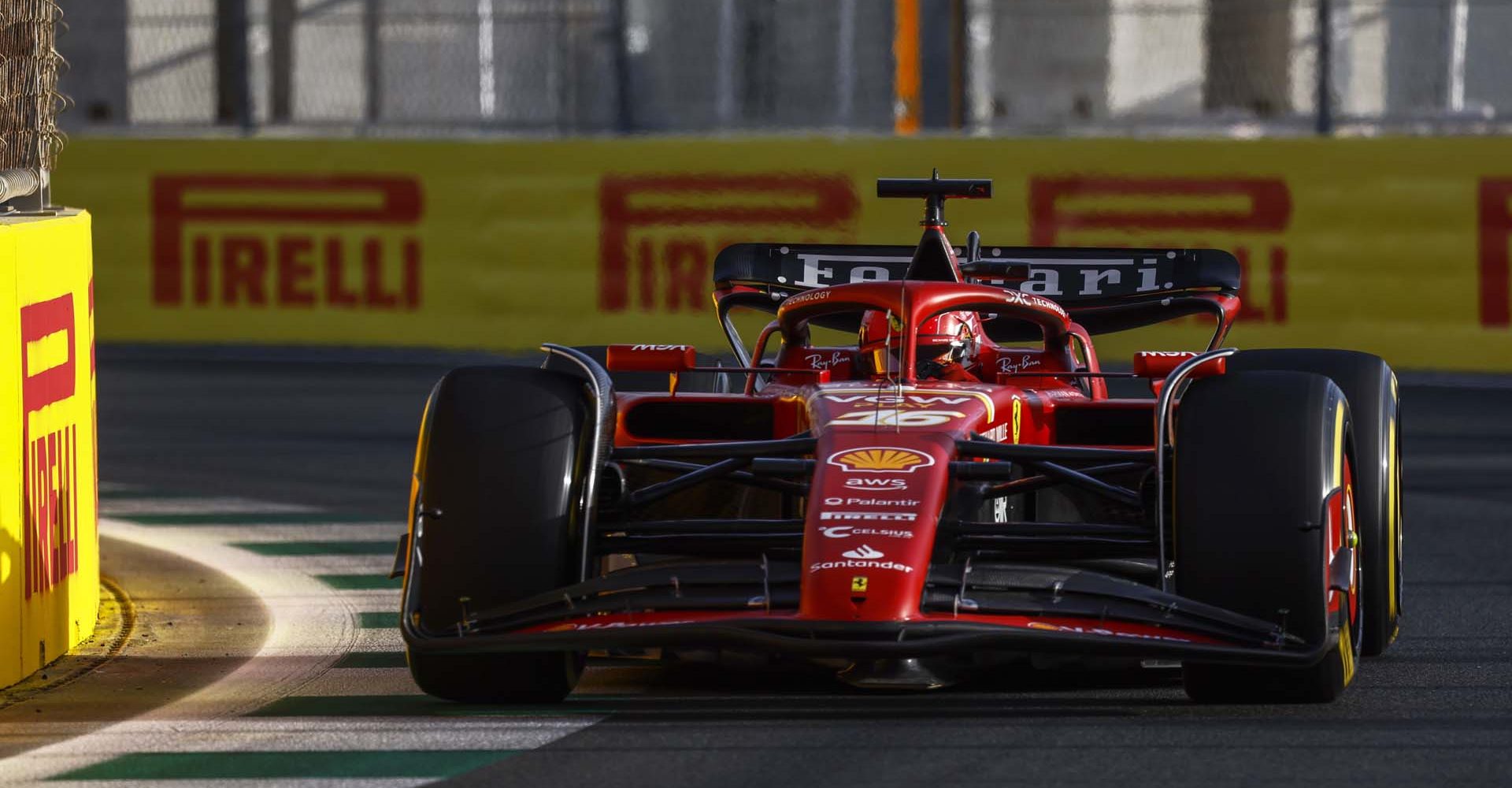 JEDDAH STREET CIRCUIT, SAUDI ARABIA - MARCH 08: Charles Leclerc, Ferrari SF-24 during the Saudi Arabian GP at Jeddah Street Circuit on Friday March 08, 2024 in Jeddah, Saudi Arabia. (Photo by Sam Bloxham / LAT Images)