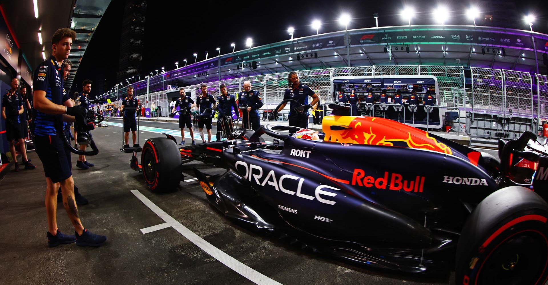 JEDDAH, SAUDI ARABIA - MARCH 08: Max Verstappen of the Netherlands driving the (1) Oracle Red Bull Racing RB20 in the Pitlane during qualifying ahead of the F1 Grand Prix of Saudi Arabia at Jeddah Corniche Circuit on March 08, 2024 in Jeddah, Saudi Arabia. (Photo by Mark Thompson/Getty Images) // Getty Images / Red Bull Content Pool // SI202403080427 // Usage for editorial use only //