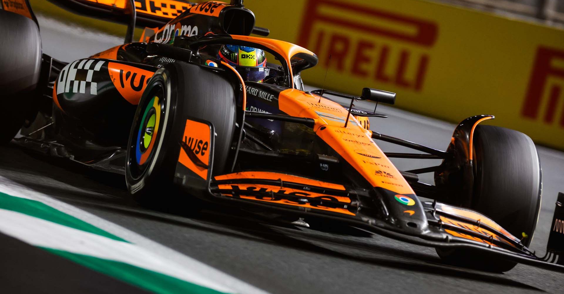 JEDDAH STREET CIRCUIT, SAUDI ARABIA - MARCH 09: Oscar Piastri, McLaren MCL38 during the Saudi Arabian GP at Jeddah Street Circuit on Saturday March 09, 2024 in Jeddah, Saudi Arabia. (Photo by Steven Tee / LAT Images)