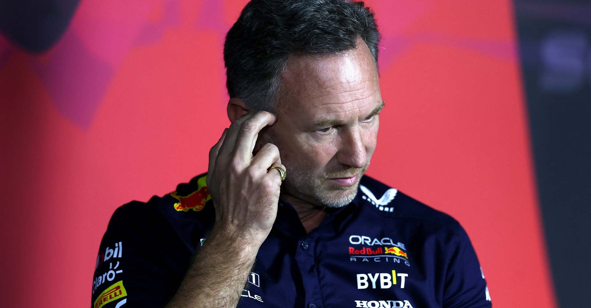 JEDDAH, SAUDI ARABIA - MARCH 07: Oracle Red Bull Racing Team Principal Christian Horner attends the Team Principals Press Conference during practice ahead of the F1 Grand Prix of Saudi Arabia at Jeddah Corniche Circuit on March 07, 2024 in Jeddah, Saudi Arabia. (Photo by Bryn Lennon/Getty Images) // Getty Images / Red Bull Content Pool // SI202403070530 // Usage for editorial use only //