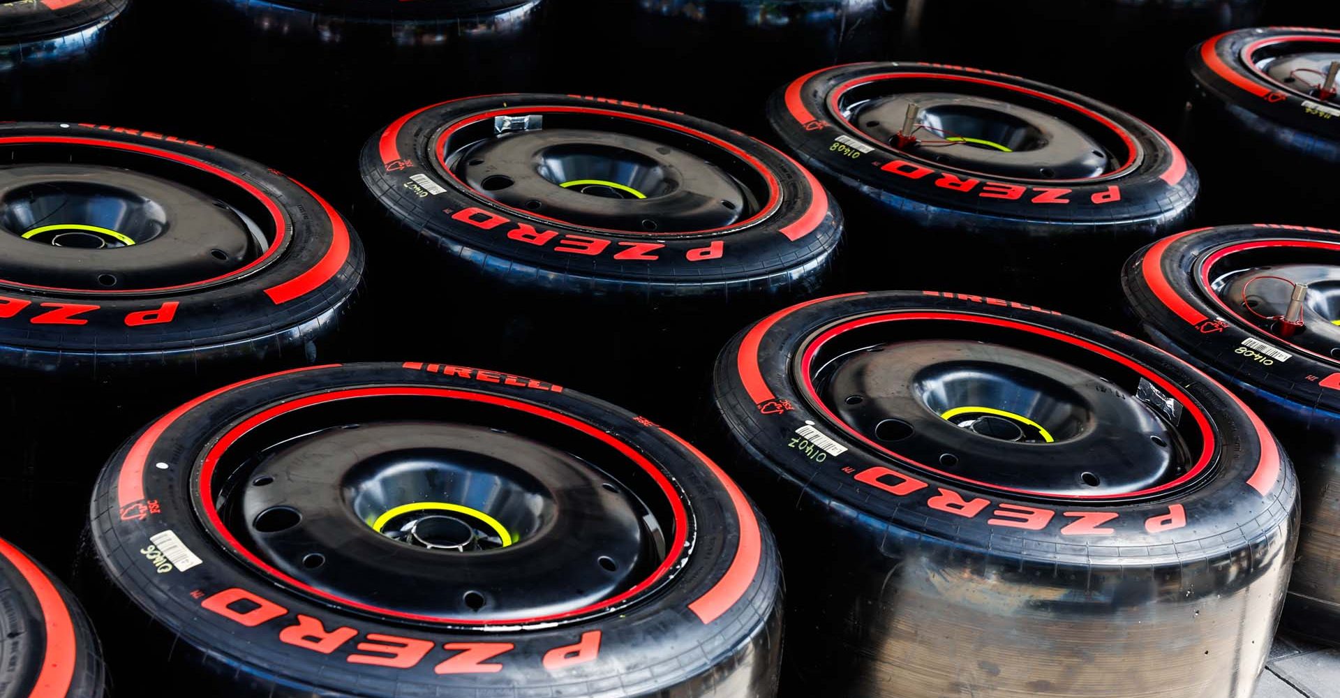 JEDDAH STREET CIRCUIT, SAUDI ARABIA - MARCH 06: Pirelli tyres and wheels in the paddock during the Saudi Arabian GP at Jeddah Street Circuit on Wednesday March 06, 2024 in Jeddah, Saudi Arabia. (Photo by Steven Tee / LAT Images)