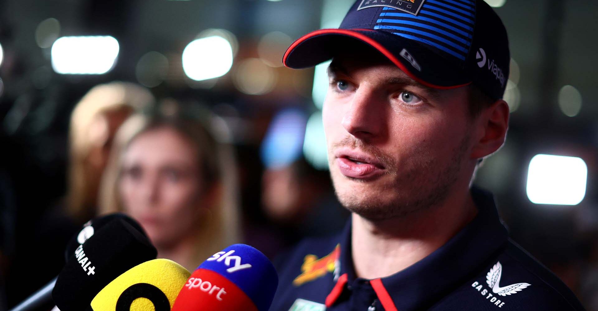 JEDDAH, SAUDI ARABIA - MARCH 06: Max Verstappen of the Netherlands and Oracle Red Bull Racing talks to the media in the Paddock during previews ahead of the F1 Grand Prix of Saudi Arabia at Jeddah Corniche Circuit on March 06, 2024 in Jeddah, Saudi Arabia. (Photo by Clive Rose/Getty Images) // Getty Images / Red Bull Content Pool // SI202403060319 // Usage for editorial use only //