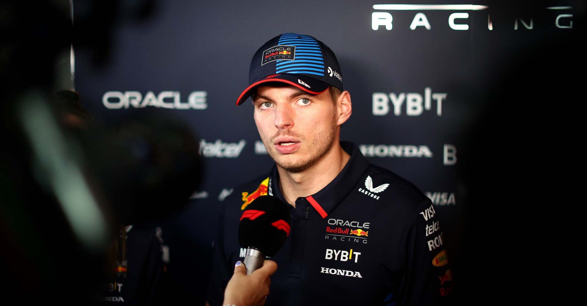 JEDDAH, SAUDI ARABIA - MARCH 06: Max Verstappen of the Netherlands and Oracle Red Bull Racing talks to the media in the Paddock during previews ahead of the F1 Grand Prix of Saudi Arabia at Jeddah Corniche Circuit on March 06, 2024 in Jeddah, Saudi Arabia. (Photo by Clive Rose/Getty Images) // Getty Images / Red Bull Content Pool // SI202403060323 // Usage for editorial use only //