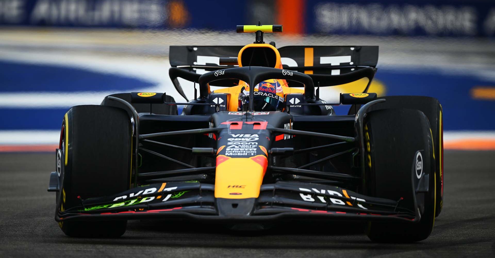 SINGAPORE, SINGAPORE - SEPTEMBER 21: Sergio Perez of Mexico driving the (11) Oracle Red Bull Racing RB20 on track during final practice ahead of the F1 Grand Prix of Singapore at Marina Bay Street Circuit on September 21, 2024 in Singapore, Singapore. (Photo by Clive Mason/Getty Images) // Getty Images / Red Bull Content Pool // SI202409210280 // Usage for editorial use only //