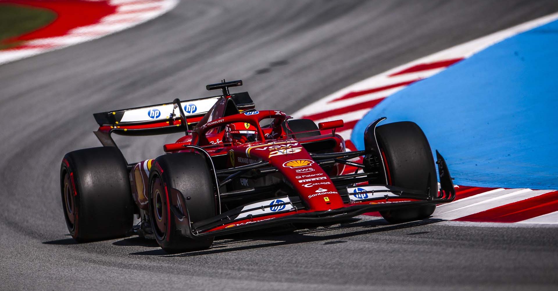 16 LECLERC Charles (mco), Scuderia Ferrari SF-24, action during the Formula 1 Aramco Gran Premio de Espana 2024, 10th round of the 2024 Formula One World Championship from June 21 to 23, 2024 on the Circuit de Barcelona-Catalunya, in Montmeló, Spain - Photo Eric Alonso / DPPI