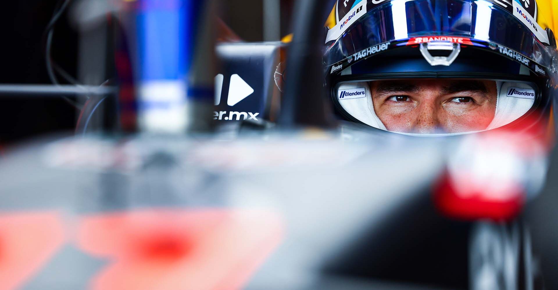 AUSTIN, TEXAS - OCTOBER 18: Sergio Perez of Mexico and Oracle Red Bull Racing prepares to drive in the garage during practice ahead of the F1 Grand Prix of United States at Circuit of The Americas on October 18, 2024 in Austin, Texas. (Photo by Mark Thompson/Getty Images) // Getty Images / Red Bull Content Pool // SI202410180580 // Usage for editorial use only //