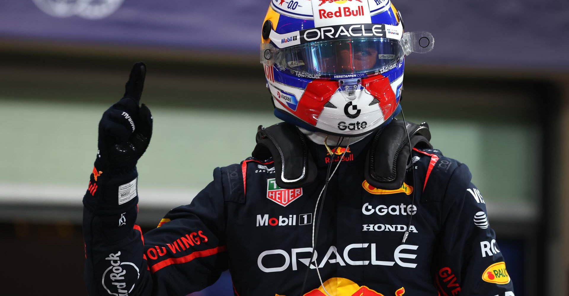 ABU DHABI, UNITED ARAB EMIRATES - DECEMBER 06: Pole position qualifier Max Verstappen of the Netherlands and Oracle Red Bull Racing celebrates in parc ferme during qualifying ahead of the F1 Grand Prix of Abu Dhabi at Yas Marina Circuit on December 06, 2025 in Abu Dhabi, United Arab Emirates. (Photo by Sam Bloxham/LAT Images) // Getty Images / Red Bull Content Pool // SI202512060461 // Usage for editorial use only //