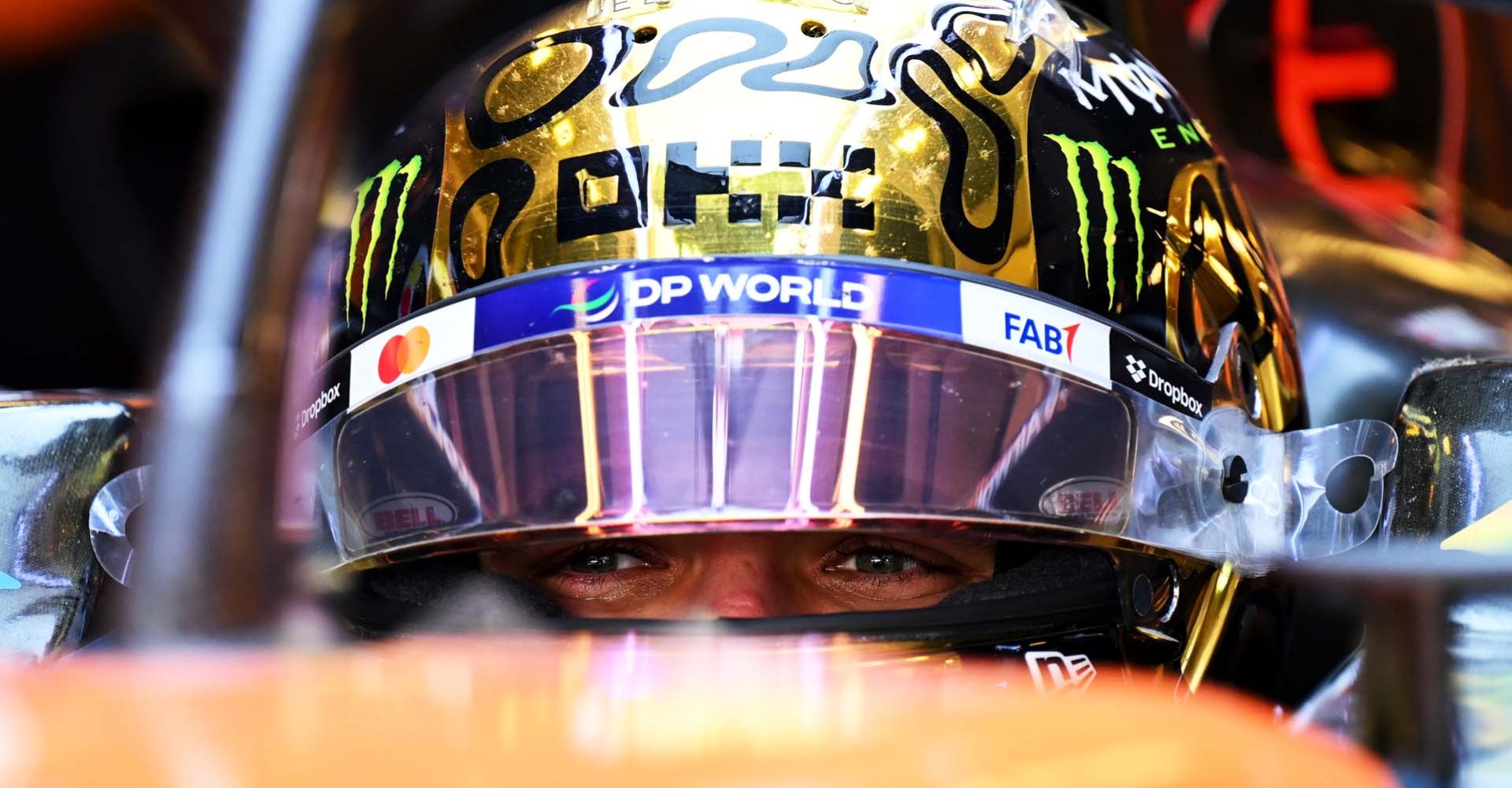 ABU DHABI, UNITED ARAB EMIRATES - DECEMBER 09: Lando Norris of Great Britain and McLaren prepares to drive in the garage during F1 Testing at Yas Marina Circuit on December 09, 2025 in Abu Dhabi, United Arab Emirates. (Photo by Sam Bagnall/Sutton Images)