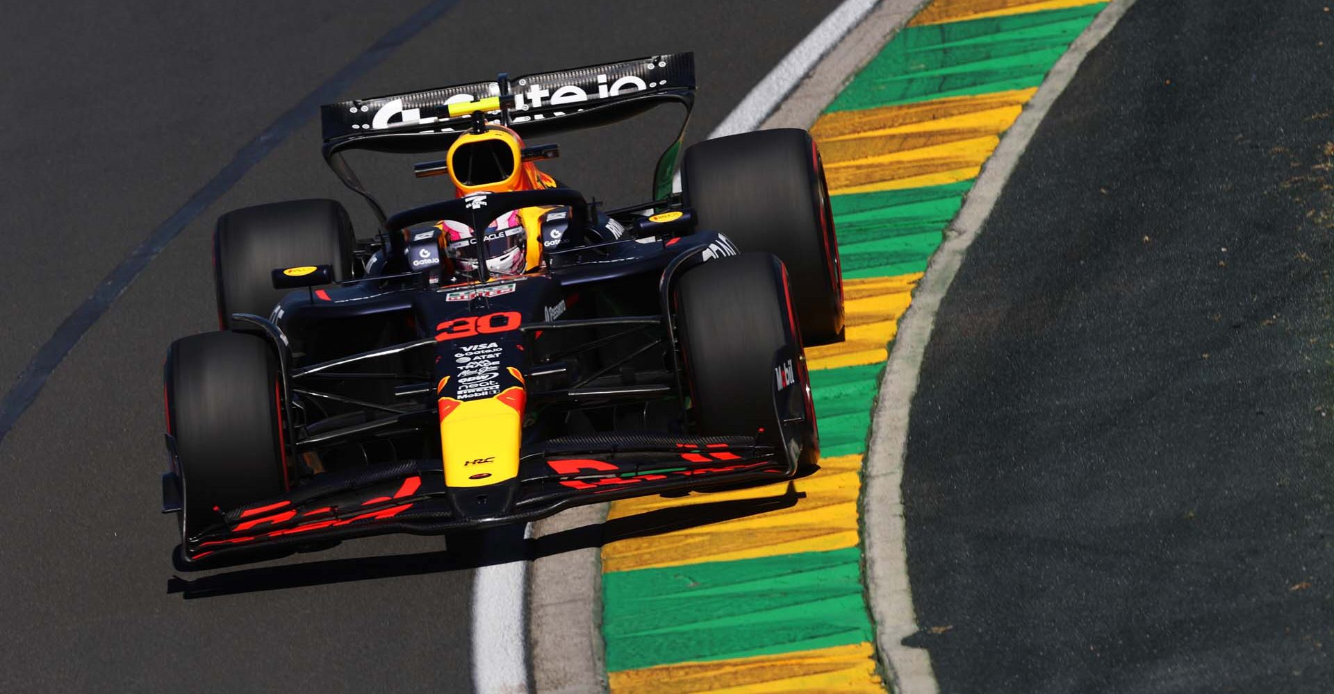 MELBOURNE, AUSTRALIA - MARCH 14: Liam Lawson of New Zealand driving the (30) Oracle Red Bull Racing RB21 on track during practice ahead of the F1 Grand Prix of Australia at Albert Park Grand Prix Circuit on March 14, 2025 in Melbourne, Australia. (Photo by Mark Thompson/Getty Images) // Getty Images / Red Bull Content Pool // SI202503140093 // Usage for editorial use only //