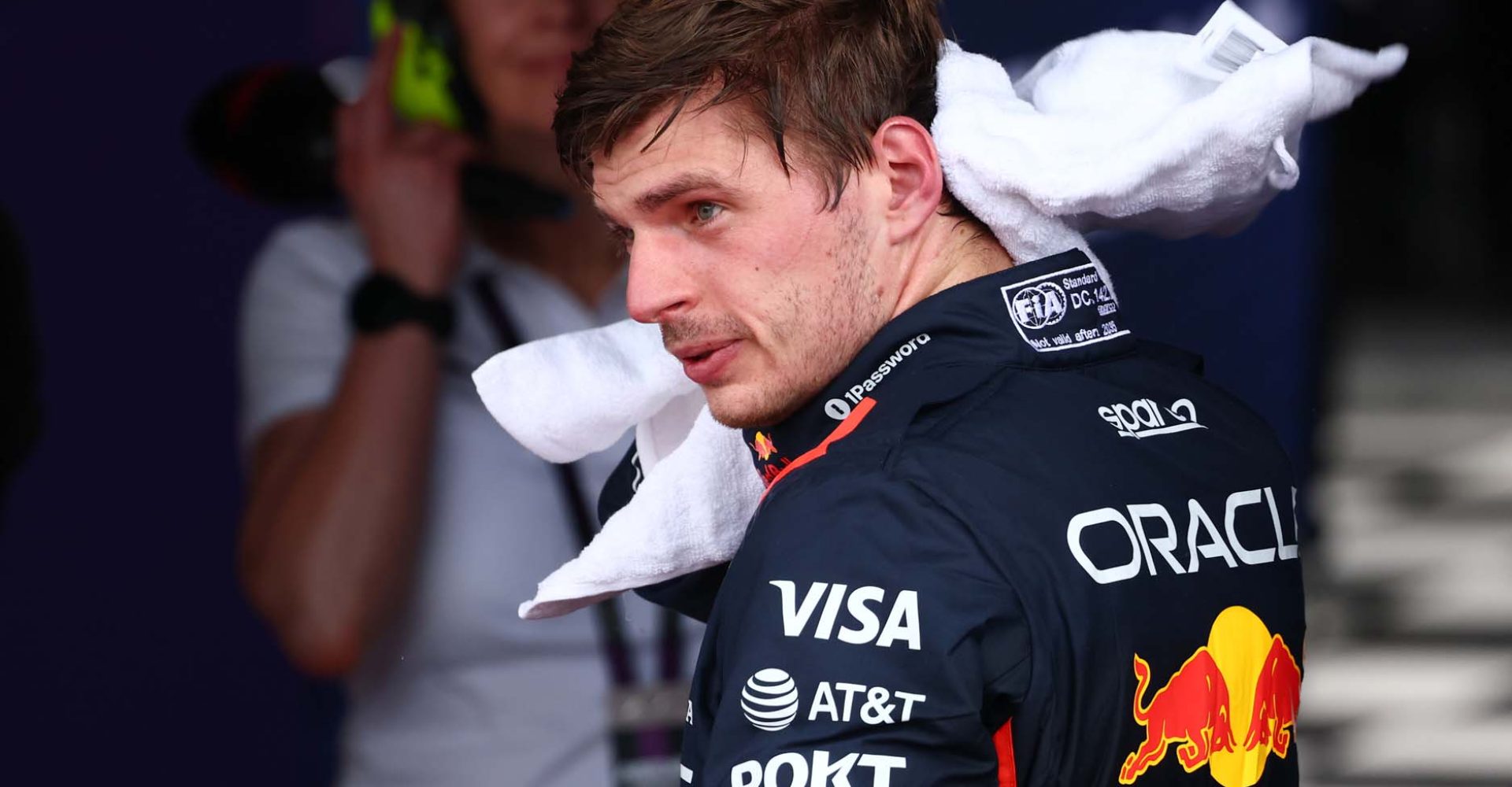 MELBOURNE, AUSTRALIA - MARCH 15: Third placed qualifier Max Verstappen of the Netherlands and Oracle Red Bull Racing looks on during qualifying ahead of the F1 Grand Prix of Australia at Albert Park Grand Prix Circuit on March 15, 2025 in Melbourne, Australia. (Photo by Clive Rose/Getty Images) // Getty Images / Red Bull Content Pool // SI202503150223 // Usage for editorial use only //