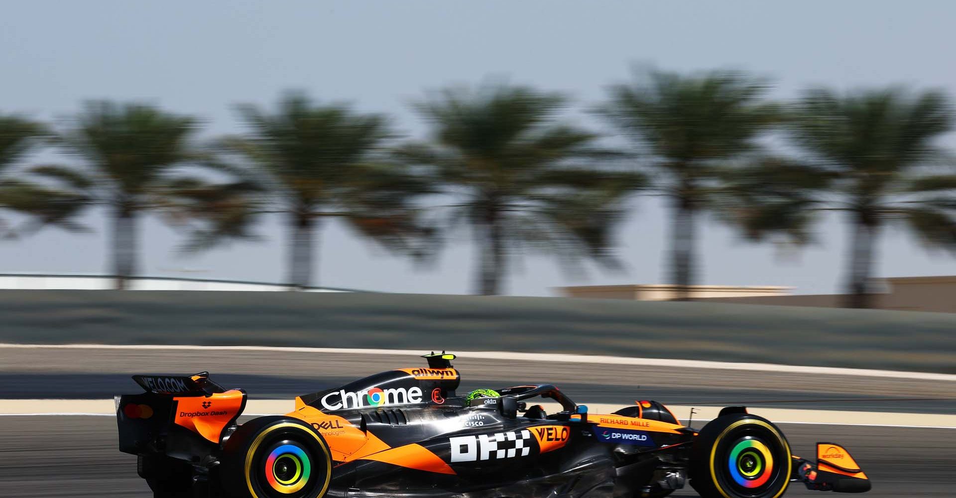 BAHRAIN, BAHRAIN - APRIL 11: Lando Norris of Great Britain driving the (4) McLaren MCL39 Mercedes on track during practice ahead of the F1 Grand Prix of Bahrain at Bahrain International Circuit on April 11, 2025 in Bahrain, Bahrain. (Photo by Clive Rose/Getty Images)