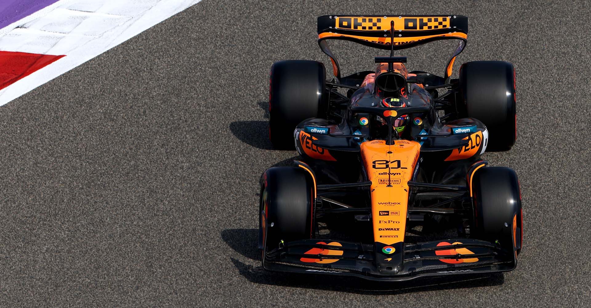 BAHRAIN, BAHRAIN - APRIL 11: Oscar Piastri of Australia driving the (81) McLaren MCL39 Mercedes on track during practice ahead of the F1 Grand Prix of Bahrain at Bahrain International Circuit on April 11, 2025 in Bahrain, Bahrain. (Photo by Zak Mauger/LAT Images)