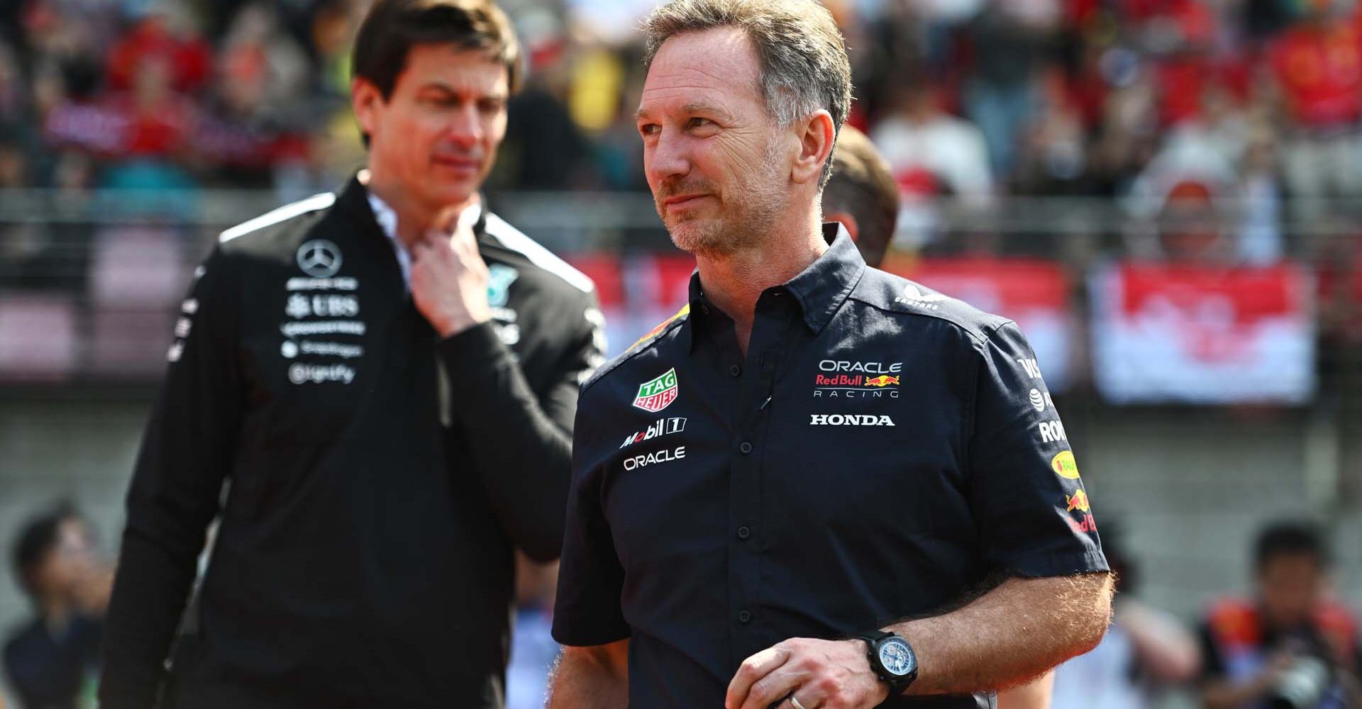 SHANGHAI, CHINA - MARCH 23: Christian Horner, Team Principal of Oracle Red Bull Racing at the tribute to the late Eddie Jordan prior to the F1 Grand Prix of China at Shanghai International Circuit on March 23, 2025 in Shanghai, China. (Photo by Rudy Carezzevoli/Getty Images) // Getty Images / Red Bull Content Pool // SI202503230016 // Usage for editorial use only //