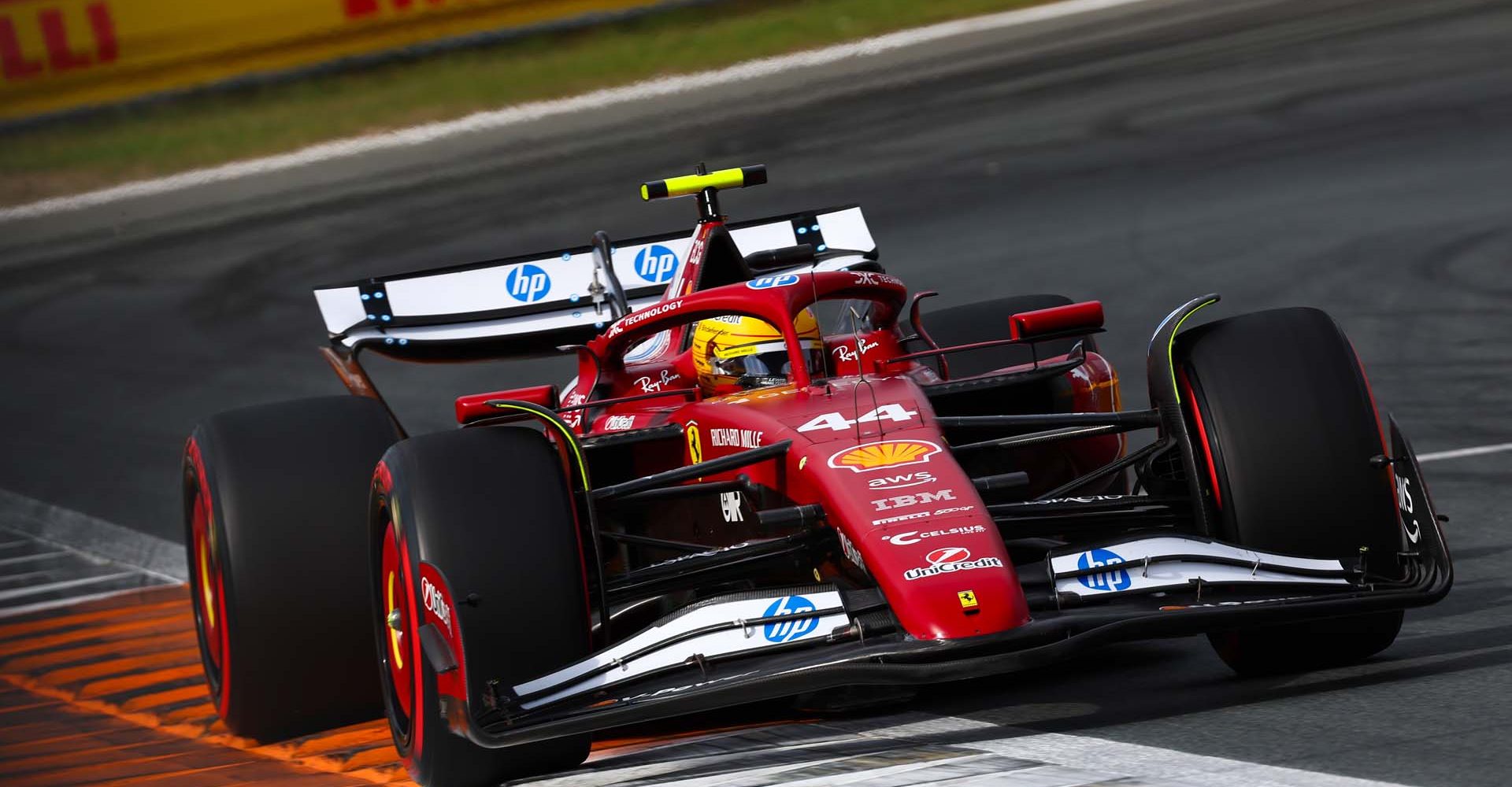 ZANDVOORT, NETHERLANDS - AUGUST 29: Lewis Hamilton of Great Britain driving the (44) Scuderia Ferrari SF-25 on track during practice ahead of the F1 Grand Prix of Netherlands at Circuit Zandvoort on August 29, 2025 in Zandvoort, Netherlands. (Photo by Joe Portlock/Getty Images)