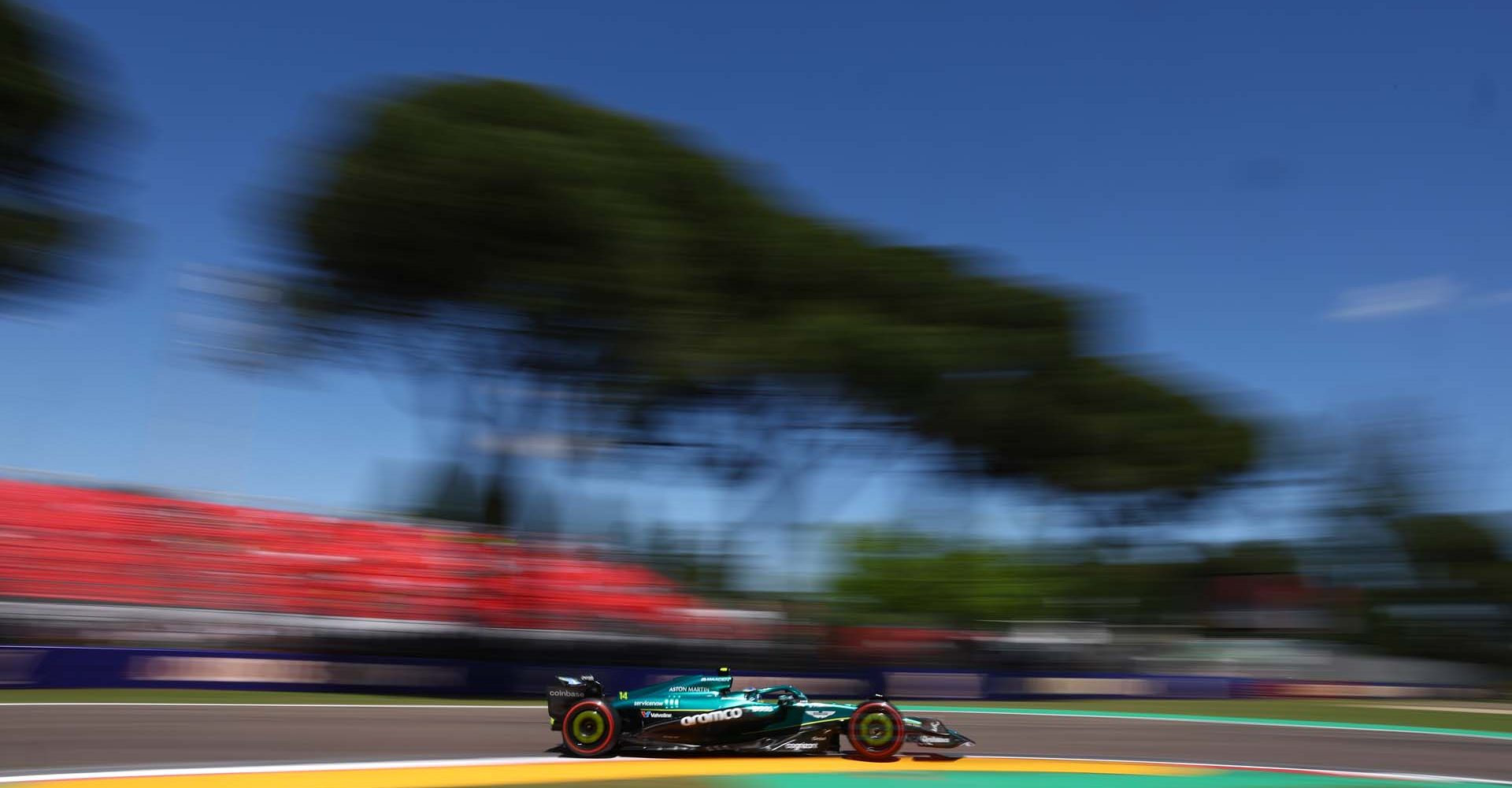 IMOLA, ITALY - MAY 16: Fernando Alonso of Spain driving the (14) Aston Martin F1 Team AMR25 Mercedes on track during practice ahead of the F1 Grand Prix of Emilia-Romagna at Autodromo Internazionale Enzo e Dino Ferrari on May 16, 2025 in Imola, Italy. (Photo by Zak Mauger/LAT Images)
2215392417
Color Image, Horizontal, sport, motorsport, formula one racing
