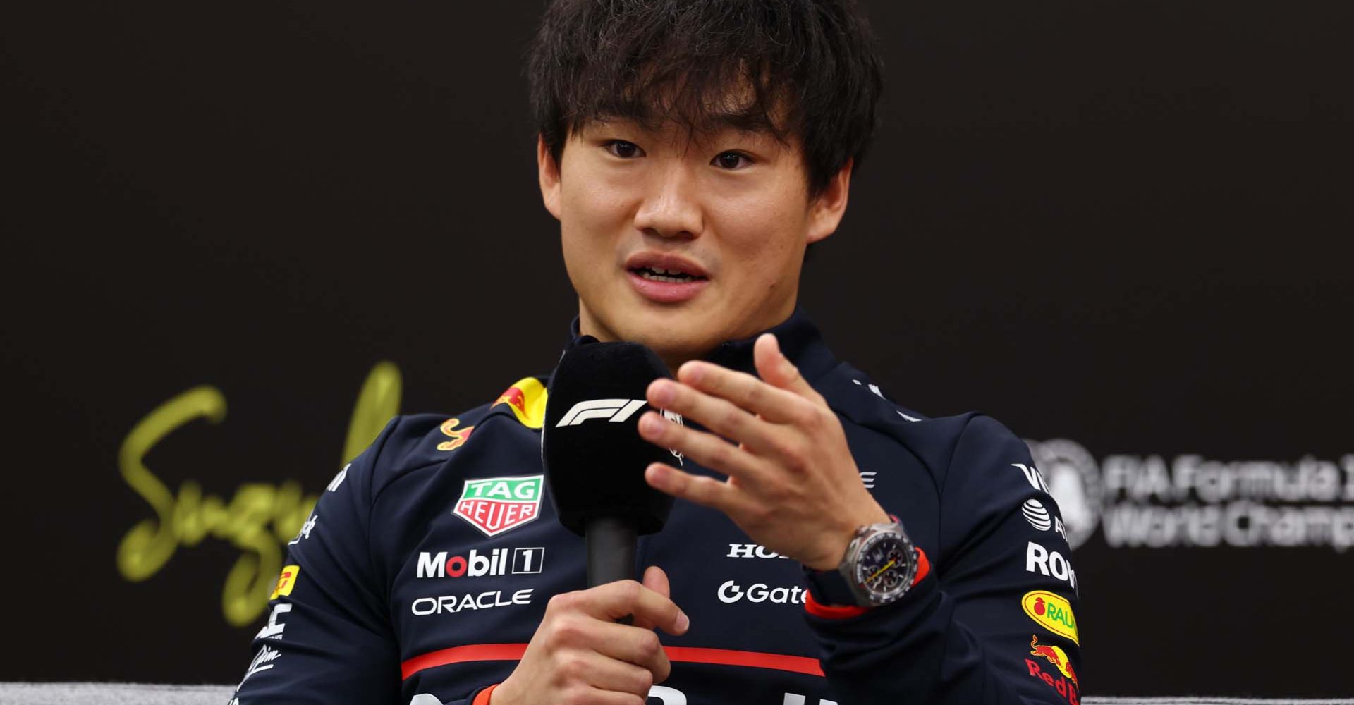 SUZUKA, JAPAN - APRIL 03: Yuki Tsunoda of Japan and Oracle Red Bull Racing in the Drivers Press Conference during previews ahead of the F1 Grand Prix of Japan at Suzuka Circuit on April 03, 2025 in Suzuka, Japan. (Photo by Clive Rose/Getty Images) // Getty Images / Red Bull Content Pool // SI202504030096 // Usage for editorial use only //