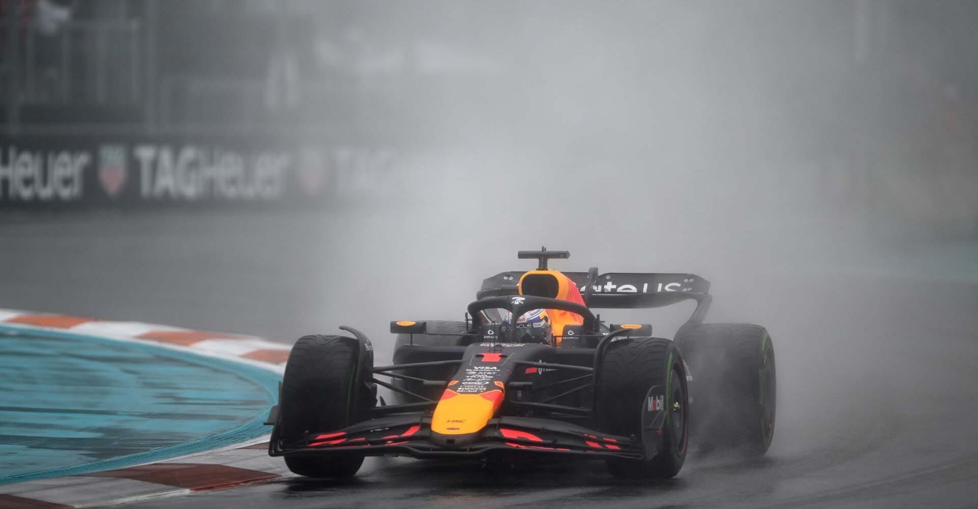 MIAMI, FLORIDA - MAY 03: Max Verstappen of the Netherlands driving the (1) Oracle Red Bull Racing RB21 on the formation lap during the Sprint ahead of the F1 Grand Prix of Miami at Miami International Autodrome on May 03, 2025 in Miami, Florida. (Photo by Rudy Carezzevoli/Getty Images) // Getty Images / Red Bull Content Pool // SI202505030185 // Usage for editorial use only //