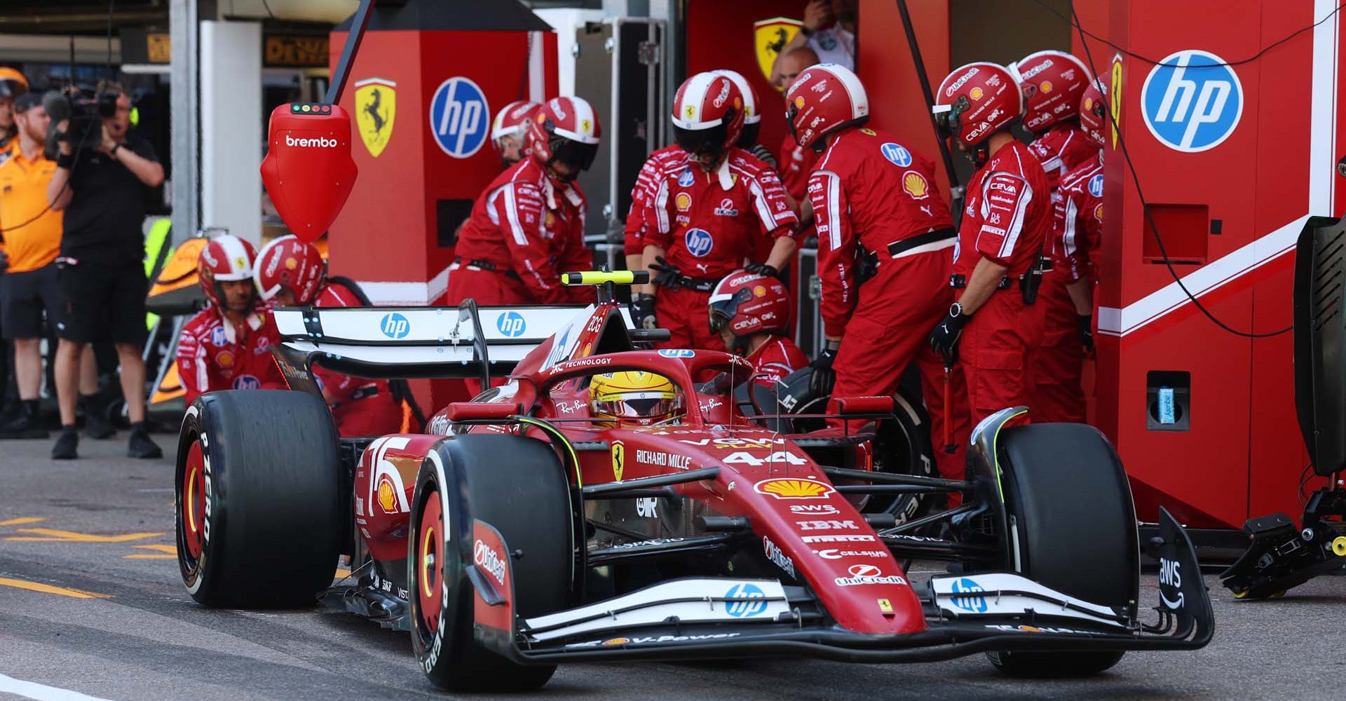 MONTE-CARLO, MONACO - MAY 25: Lewis Hamilton of Great Britain driving the (44) Scuderia Ferrari SF-25 in the Pitlane during the F1 Grand Prix of Monaco at Circuit de Monaco on May 25, 2025 in Monte-Carlo, Monaco. (Photo by Steven Tee/Getty Images)