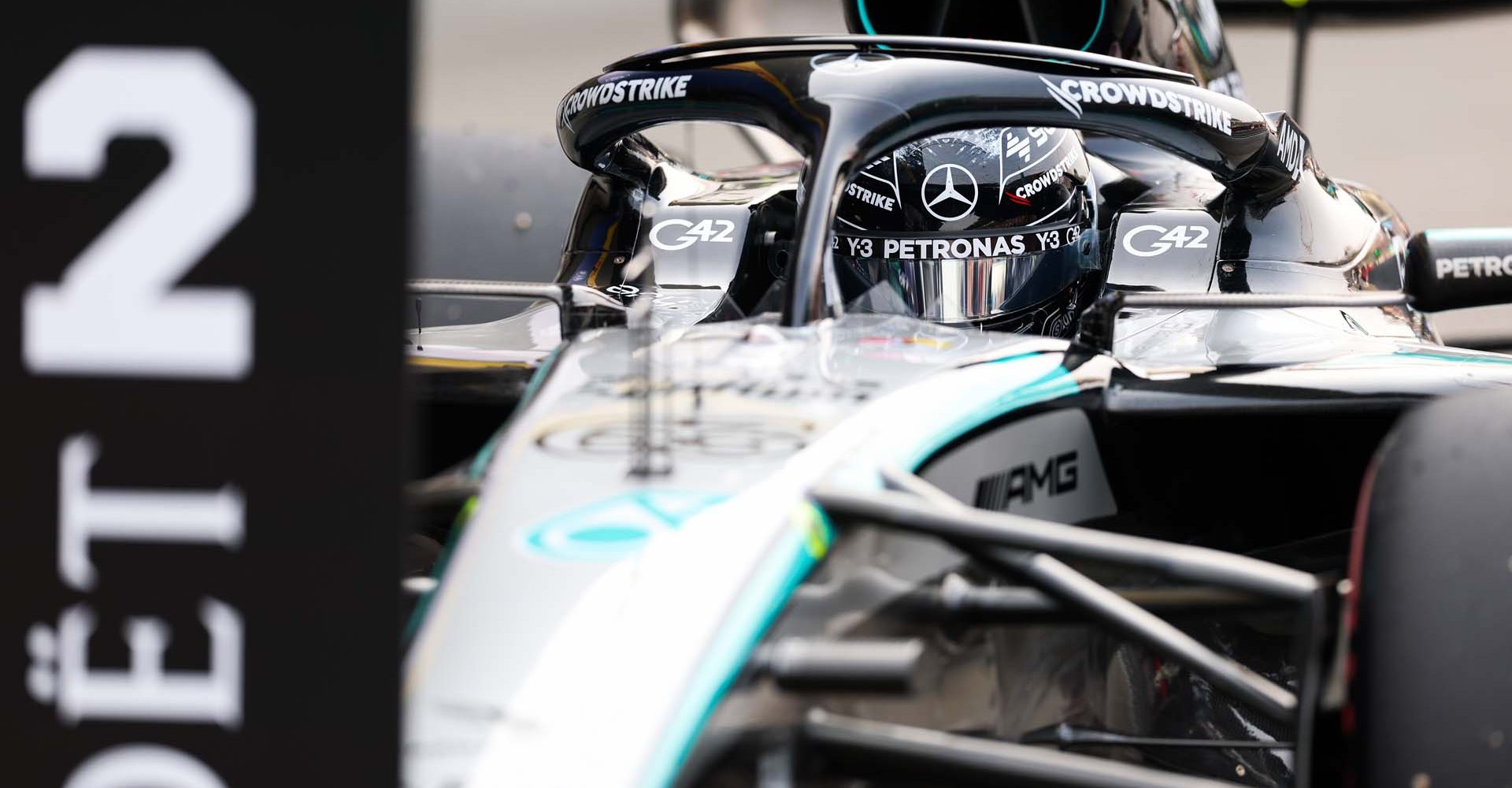 Japanese Grand Prix, Saturday, Getty Images SUZUKA, JAPAN - MARCH 28: Second placed qualifier George Russell of Great Britain and Mercedes AMG Petronas F1 Team arrives in parc ferme during qualifying ahead of the F1 Grand Prix of Japan at Suzuka Circuit on March 28, 2026 in Suzuka, Japan. (Photo by Simon Galloway/LAT Images)