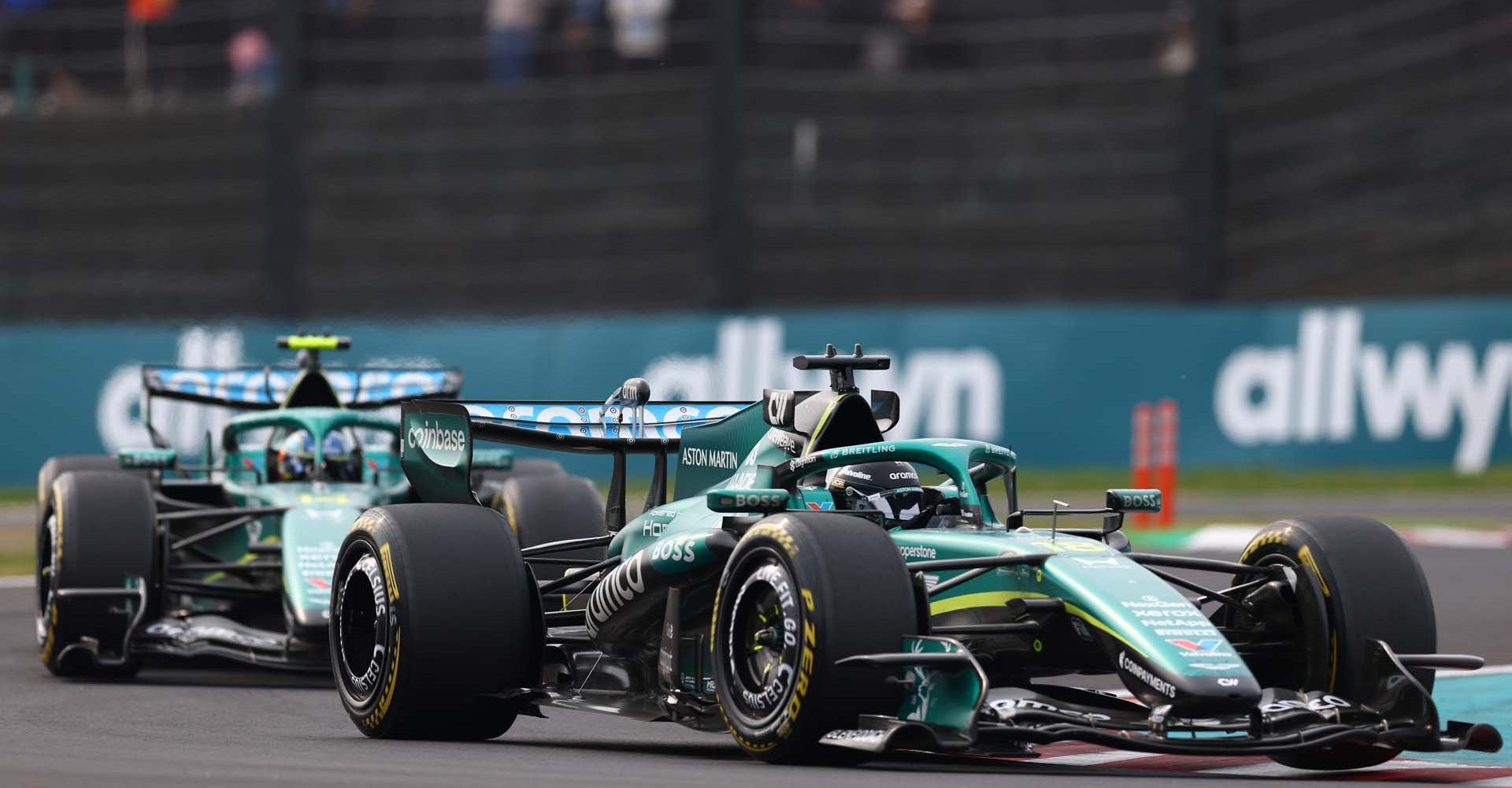 SUZUKA, JAPAN - MARCH 29: Lance Stroll of Canada driving the (18) Aston Martin F1 Team AMR26 Honda leads Fernando Alonso of Spain driving the (14) Aston Martin F1 Team AMR26 Honda on track during the F1 Grand Prix of Japan at Suzuka Circuit on March 29, 2026 in Suzuka, Japan. (Photo by Simon Galloway/LAT Images)
2268869999
Color Image, Horizontal, sport, motorsport, formula one racing
