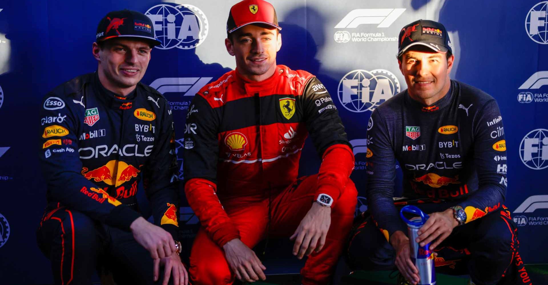 Max Verstappen, Charles Leclerc, Sergio Perez