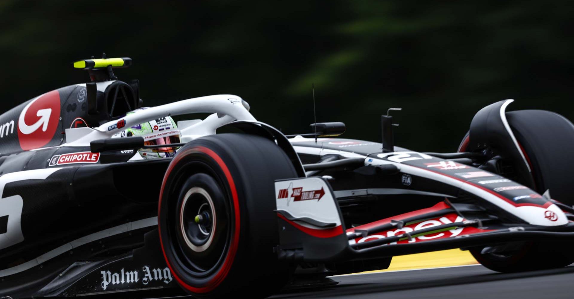 CIRCUIT DE SPA FRANCORCHAMPS, BELGIUM - JULY 26: Nico Hulkenberg, Haas VF-24 during the Belgian GP at Circuit de Spa Francorchamps on Friday July 26, 2024 in Spa, Belgium. (Photo by Zak Mauger / LAT Images)