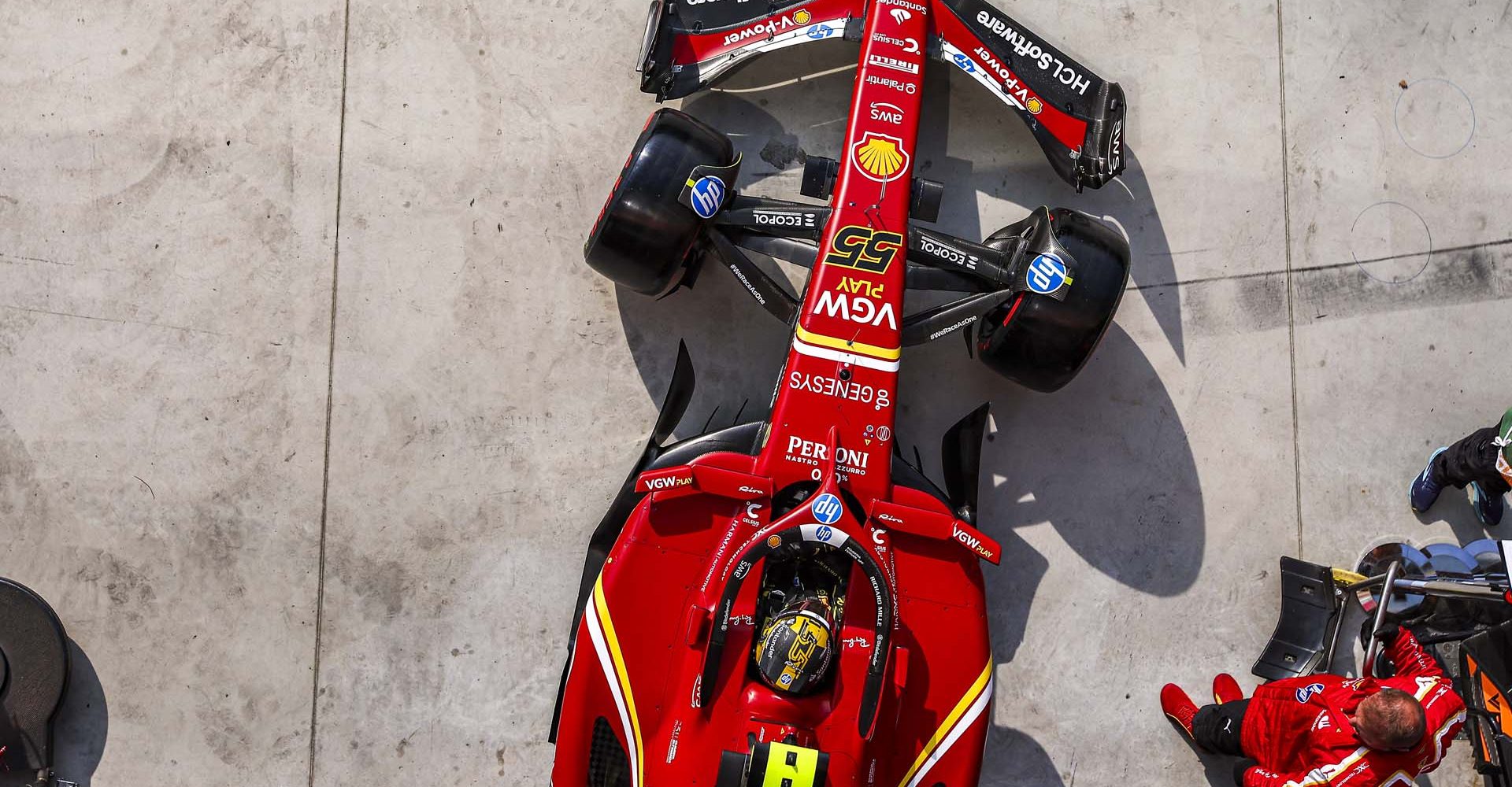 55 SAINZ Carlos (spa), Scuderia Ferrari SF-24, action during the Formula 1 Pirelli Gran Premio d’Italia 2024, Italian Grand Prix 2024, 16th round of the 2024 Formula One World Championship from August 30 to September 1, 2024 on the Autodromo Nazionale Monza, in Monza, Italy - Photo Eric Alonso / DPPI