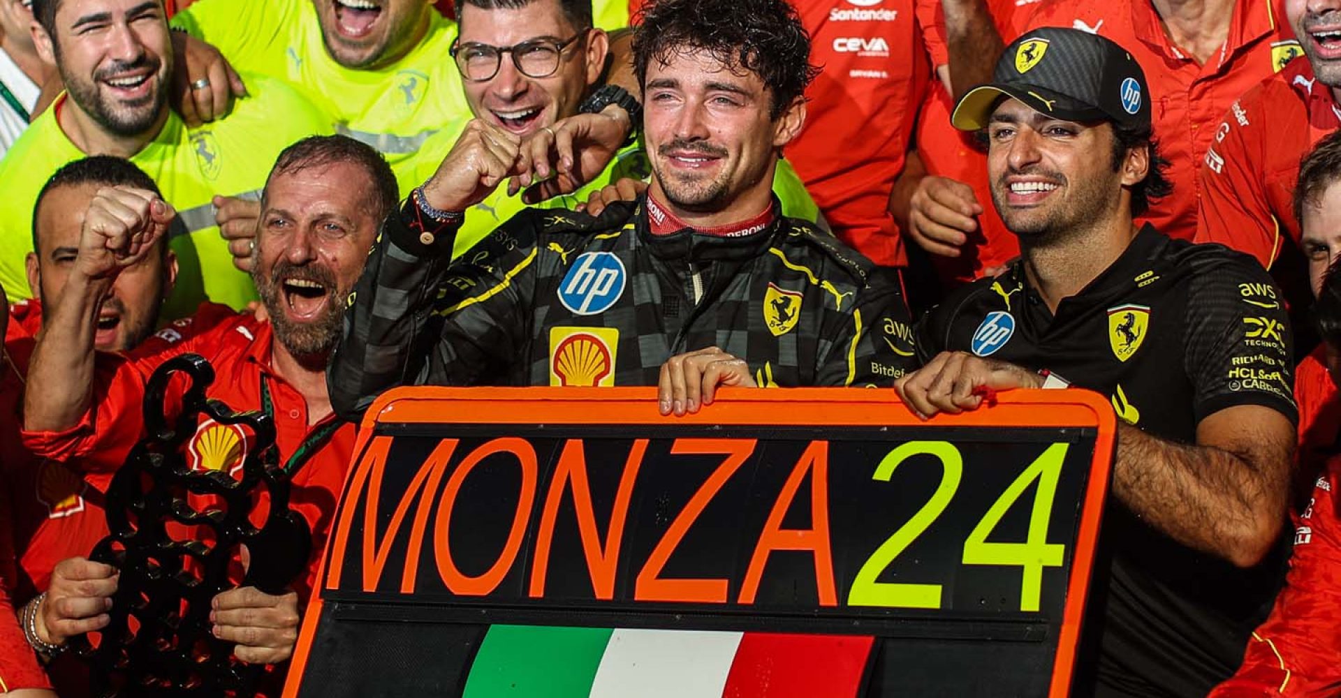 LECLERC Charles (mco), Scuderia Ferrari SF-24, portrait SAINZ Carlos (spa), Scuderia Ferrari SF-24, portrait during the Formula 1 Pirelli Gran Premio d’Italia 2024, Italian Grand Prix 2024, 16th round of the 2024 Formula One World Championship from August 30 to September 1, 2024 on the Autodromo Nazionale Monza, in Monza, Italy - Photo Xavi Bonilla / DPPI