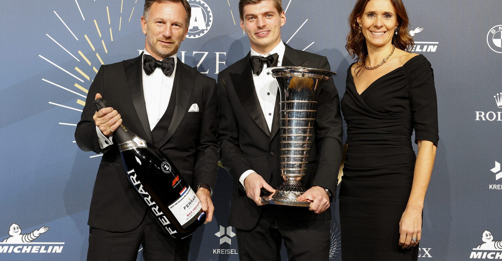 Horner Christian with Verstappen Max (nld), Winner of the FIA Formula One World Championship for Drivers, portrait during the 2021 FIA Prize Giving Ceremony, at the Carrousel du Louvre, on December 16 in Paris, France - Photo Frédéric Le Floch / DPPI