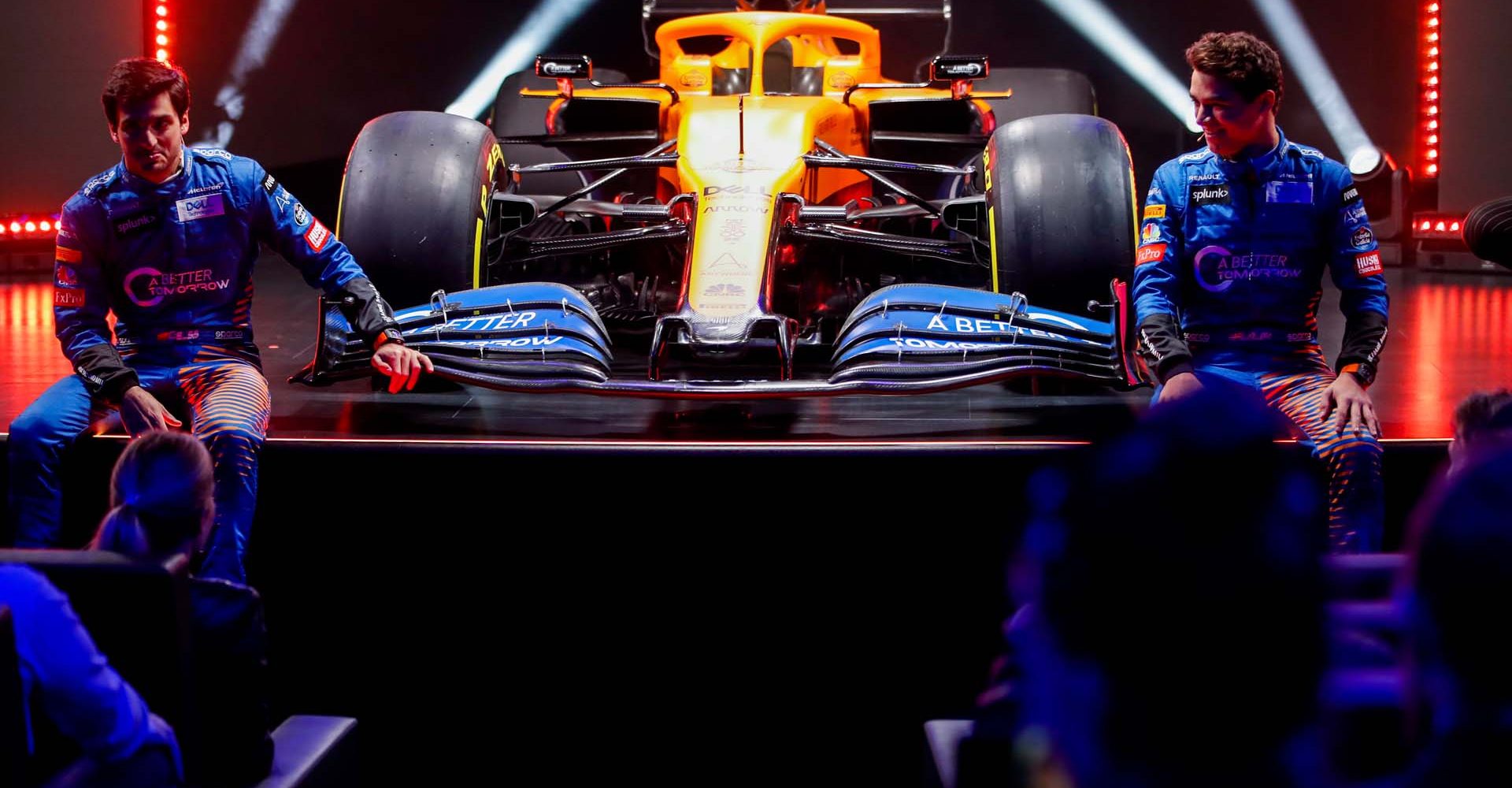 Lando Norris and Carlos Sainz at the MCL35 launch. 13 February 2020