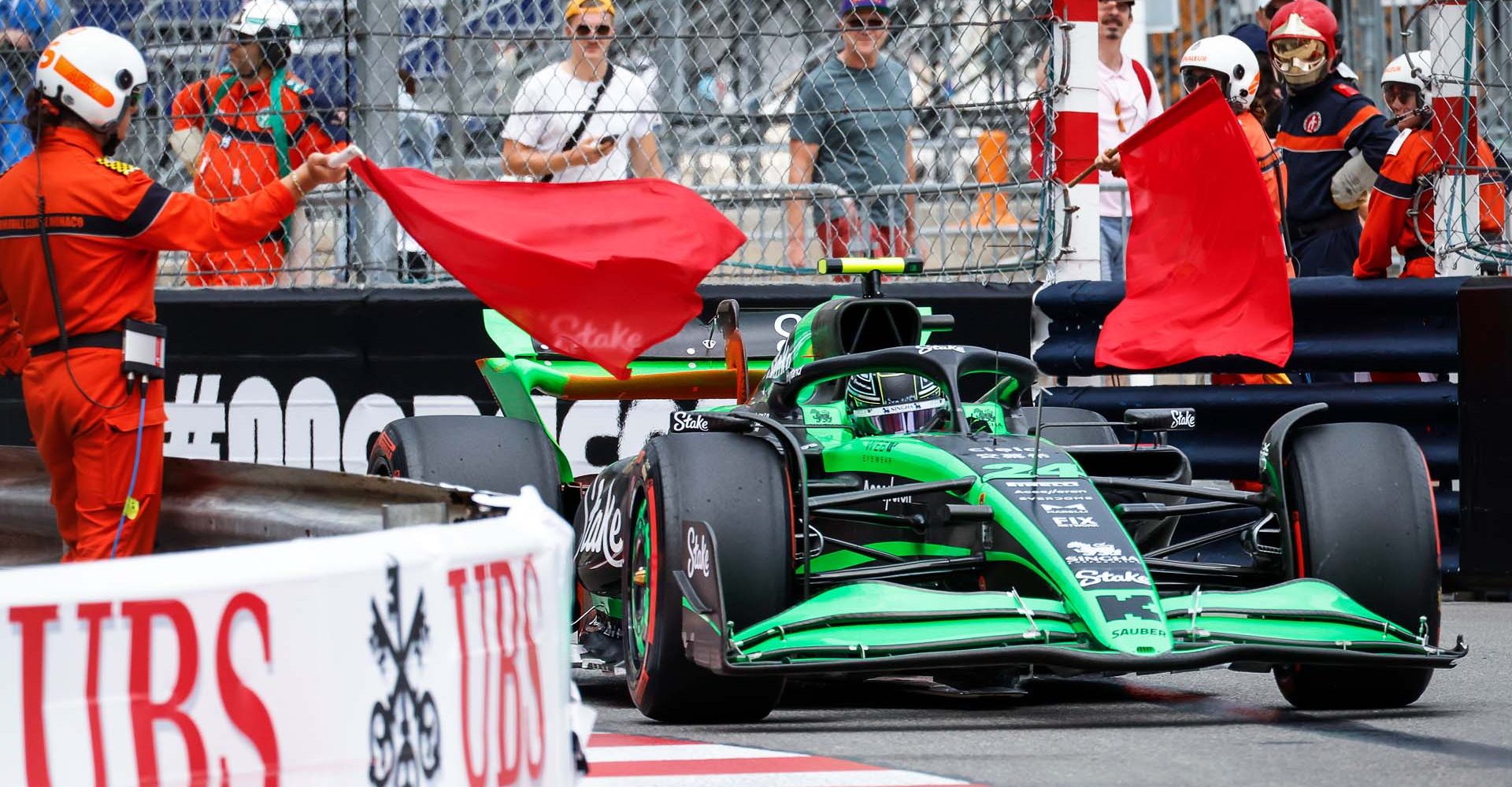 Zhou Guanyu (Stake F1 Team) red flags, Monaco