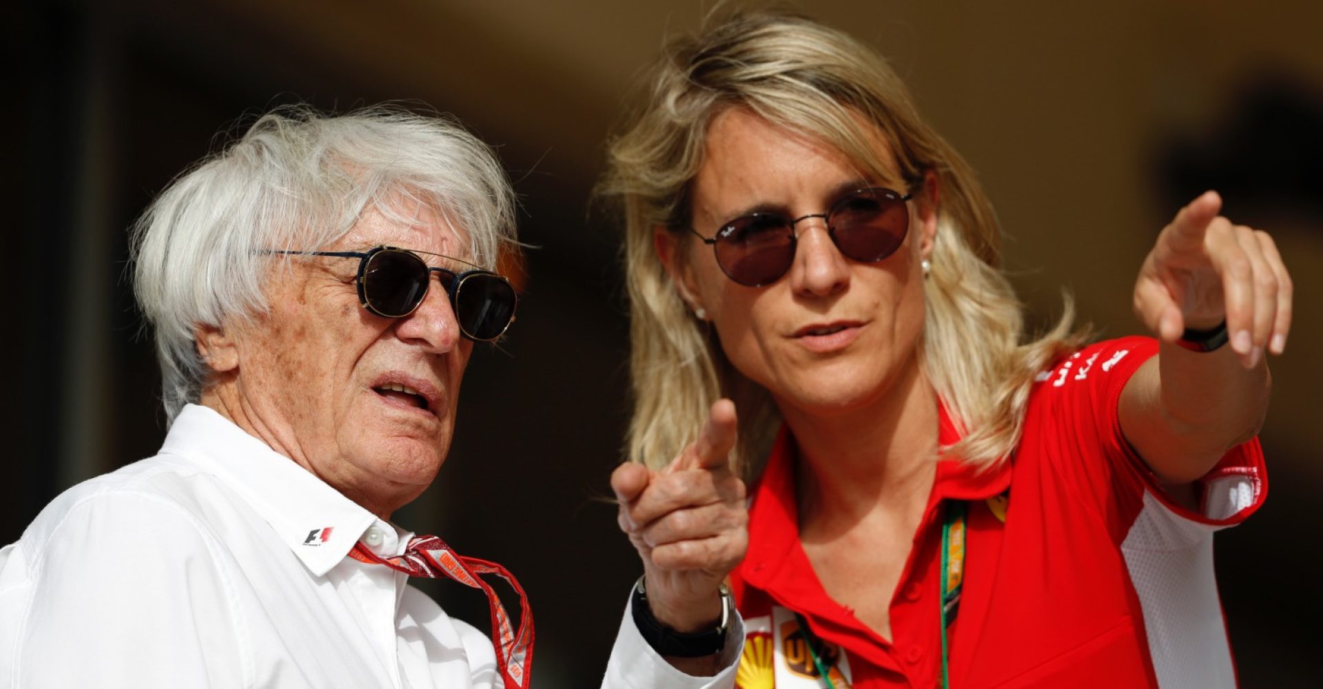 Bernie Ecclestone (GBR) and Britta Roeske (AUT) at Formula One World Championship, Rd2, Bahrain Grand Prix, Race, Bahrain International Circuit, Sakhir, Bahrain, Sunday 8 April 2018.