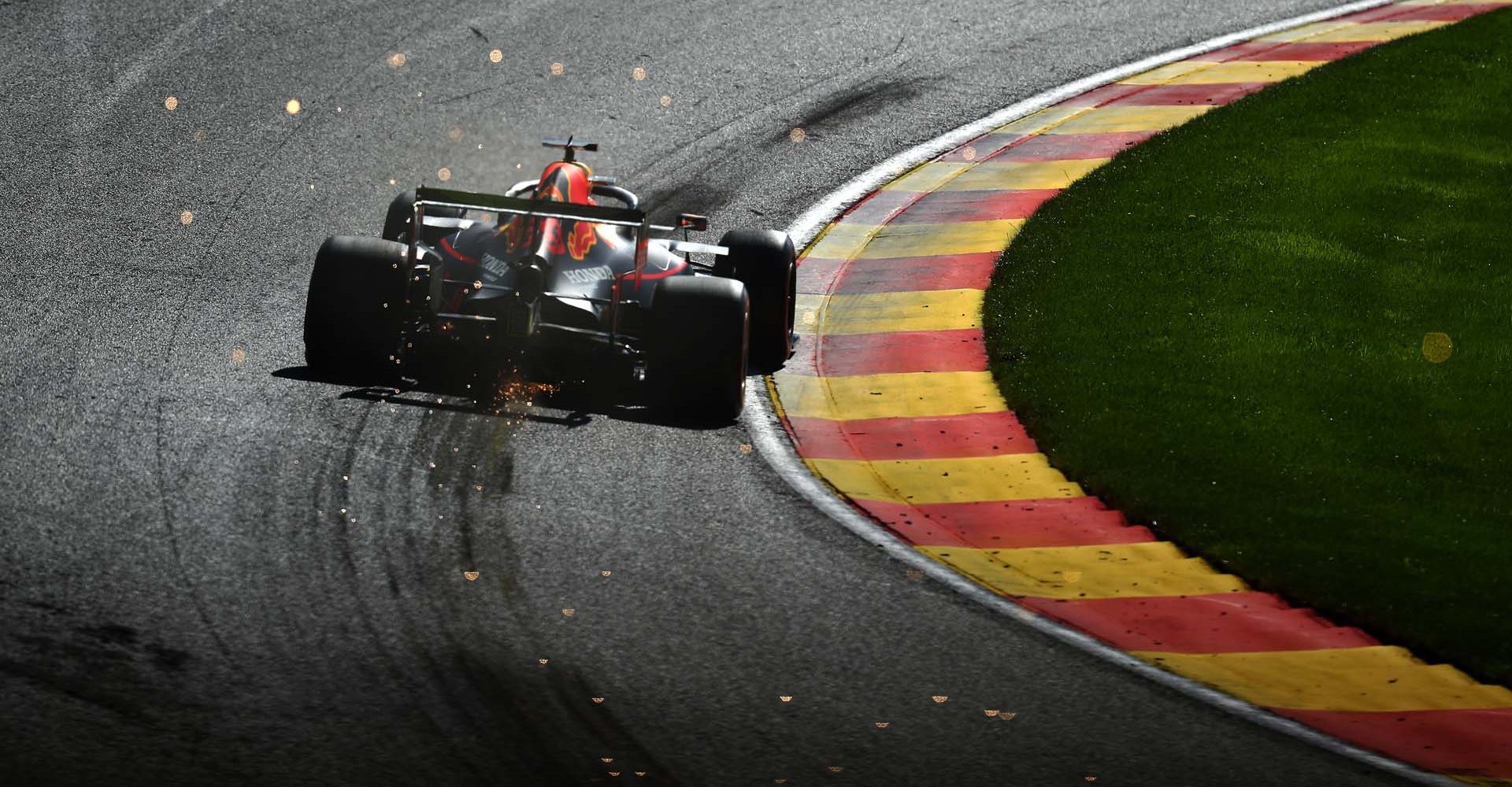 SPA, BELGIUM - AUGUST 31: Max Verstappen of the Netherlands driving the (33) Aston Martin Red Bull Racing RB15 on track during final practice for the F1 Grand Prix of Belgium at Circuit de Spa-Francorchamps on August 31, 2019 in Spa, Belgium. (Photo by Dean Mouhtaropoulos/Getty Images) // Getty Images / Red Bull Content Pool  // AP-21E73Y4W52111 // Usage for editorial use only //