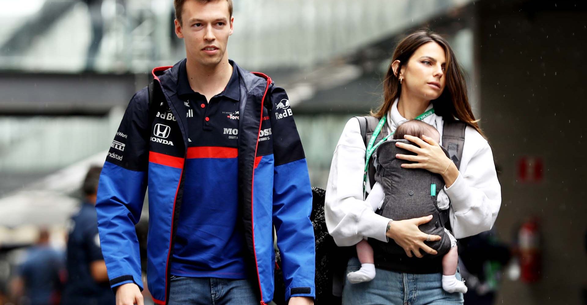 SAO PAULO, BRAZIL - NOVEMBER 14: Daniil Kvyat of Russia and Scuderia Toro Rosso and his girlfriend Kelly Piquet walk in the Paddock during previews ahead of the F1 Grand Prix of Brazil at Autodromo Jose Carlos Pace on November 14, 2019 in Sao Paulo, Brazil. (Photo by Robert Cianflone/Getty Images) // Getty Images / Red Bull Content Pool  // AP-226CCCNXD2111 // Usage for editorial use only //