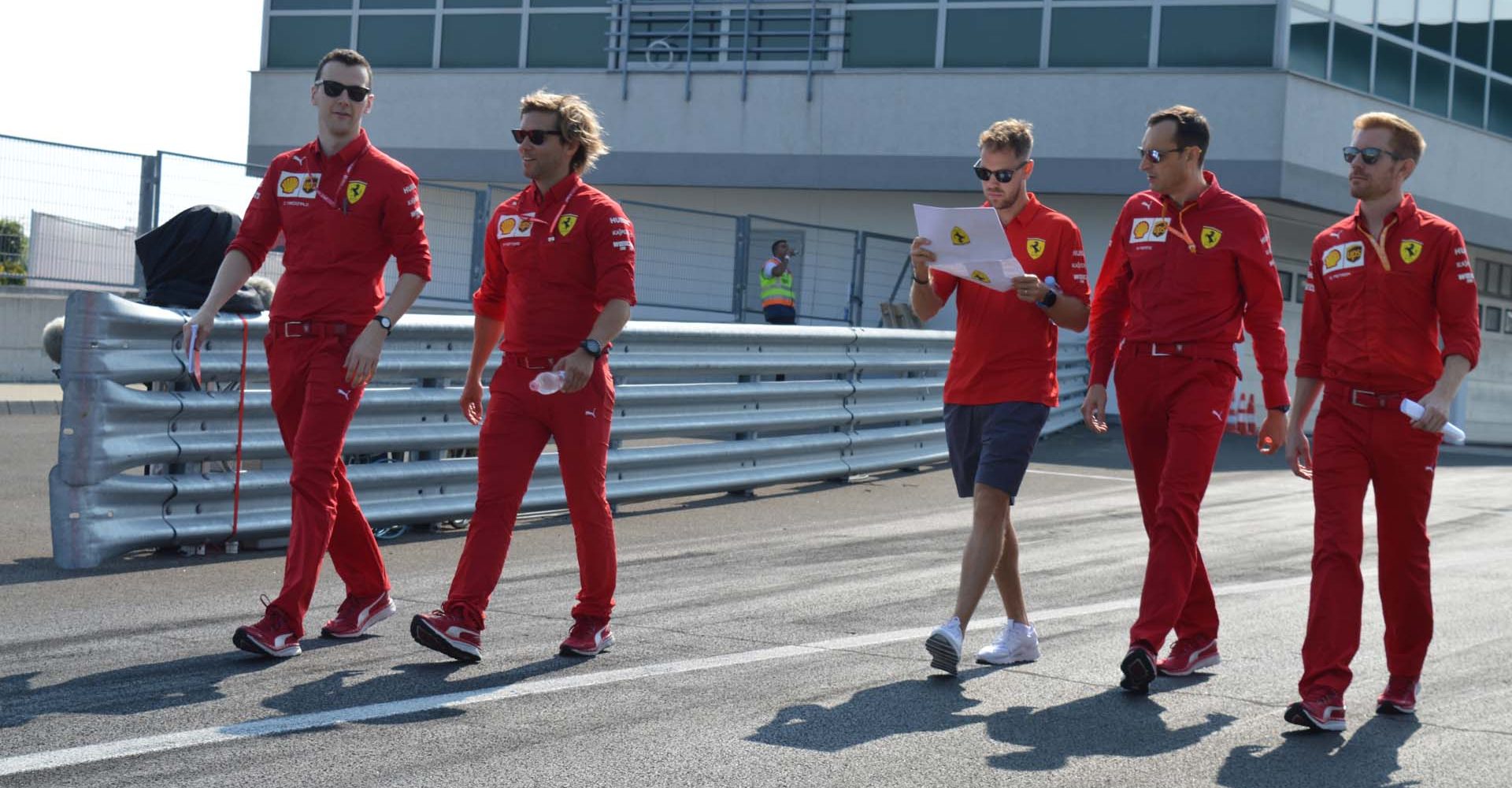 Sebastian Vettel & Ferrari track walk at the Hungaroring, Thursday, 2019