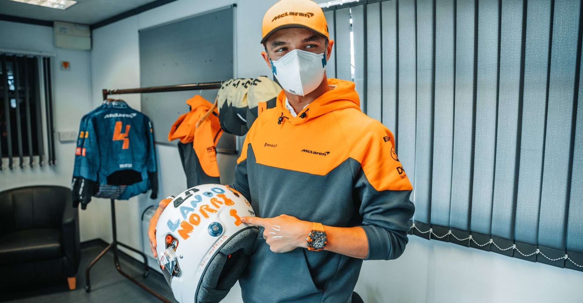 Lando Norris, McLaren, Helmet, British Grand Prix 2020