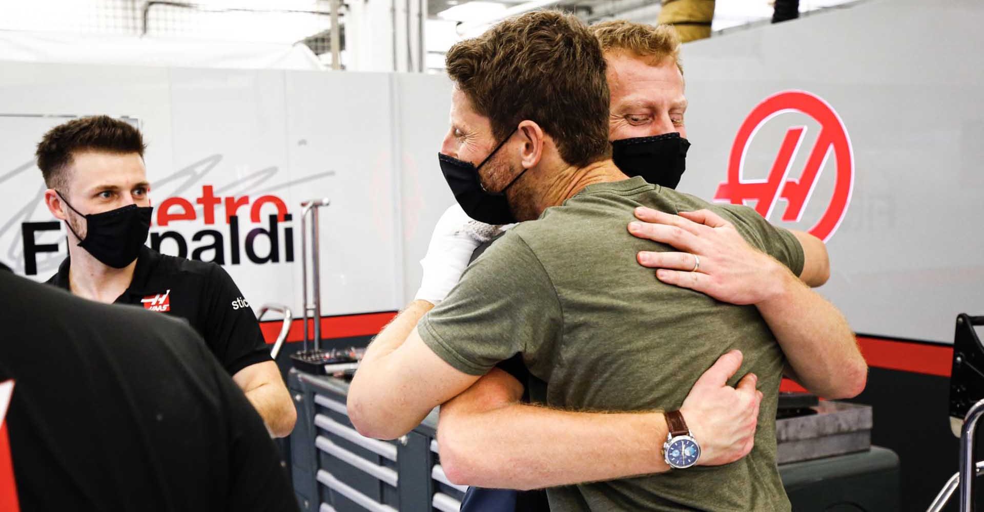 Romain Grosjean and his engineer, Dominic Haines Haas F1 Team