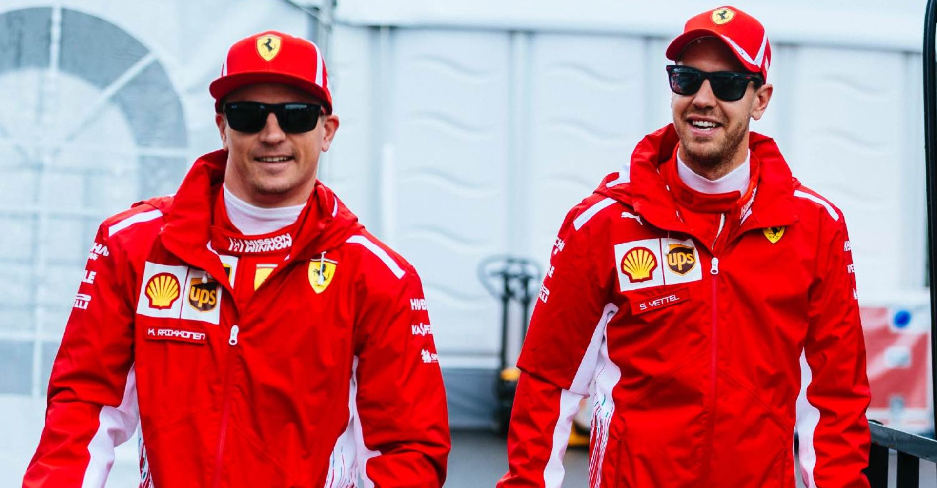 Kimi Räikkönen, Sebastian Vettel, Ferrari, smile,