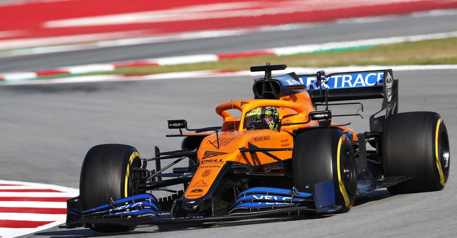 Lando Norris, McLaren MCL35, in a corner