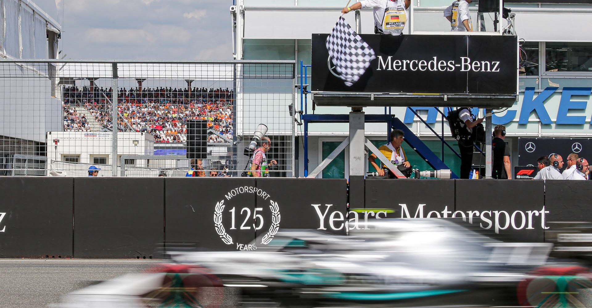 Valtteri Bottas Mercedes chequered flag